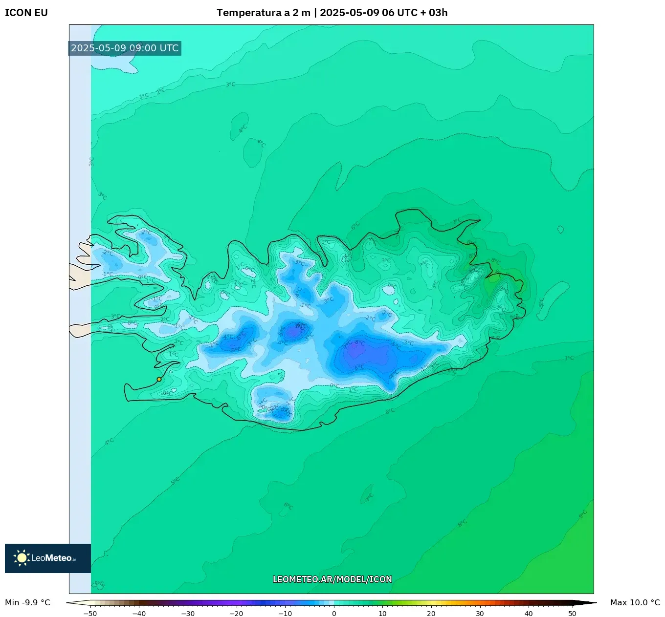 ICON - Islandia, Temperatura a 2 m ICON - Islandia, Temperatura a 2 m