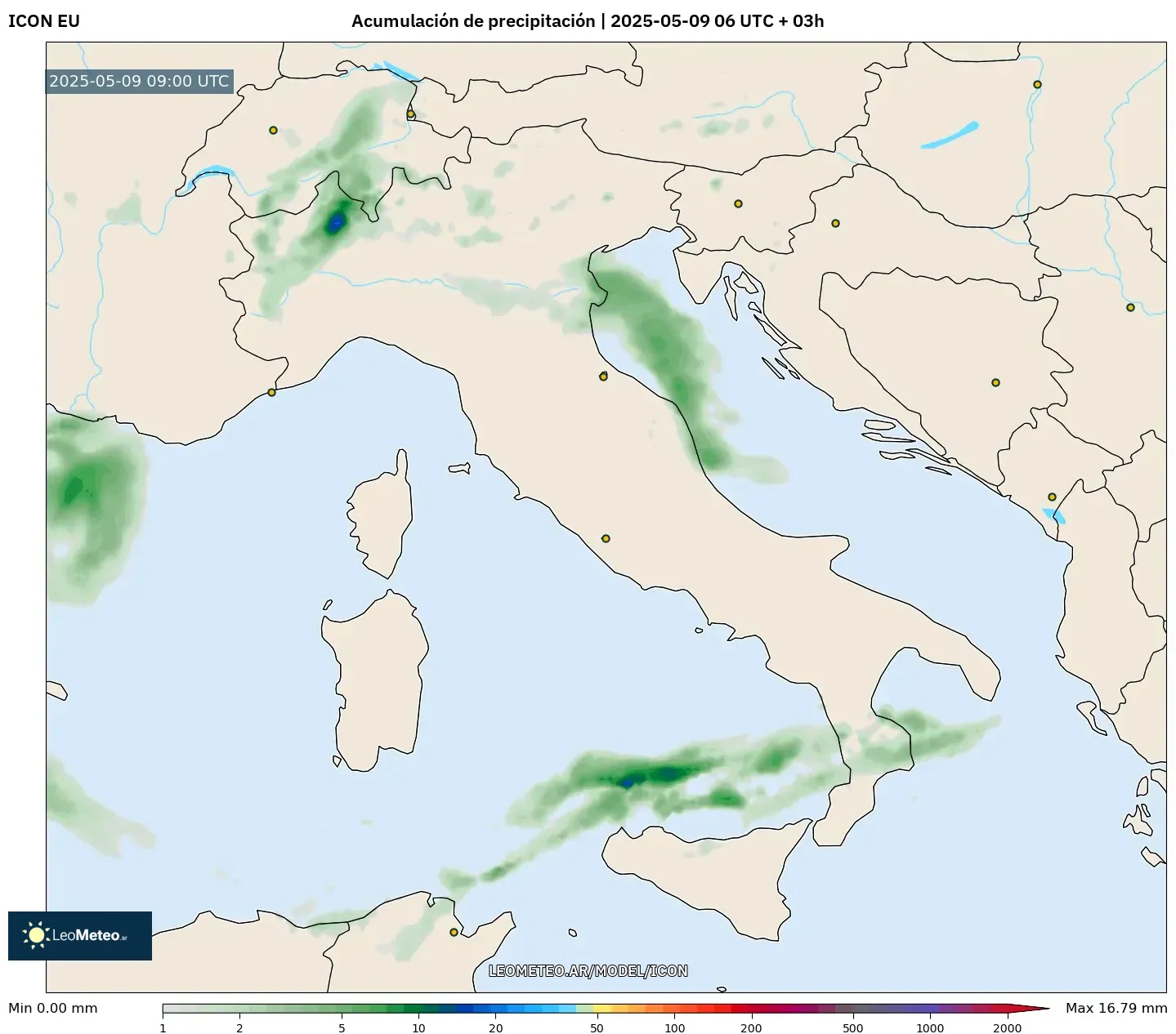 ICON - Italia, Acumulación de precipitación ICON - Italia, Acumulación de precipitación