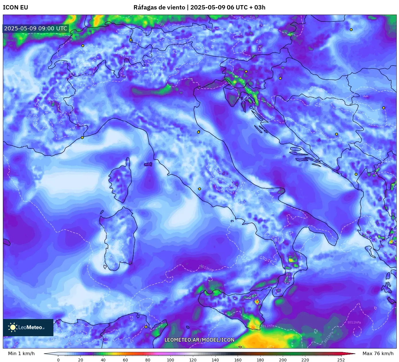 ICON - Italia, Ráfagas de viento ICON - Italia, Ráfagas de viento