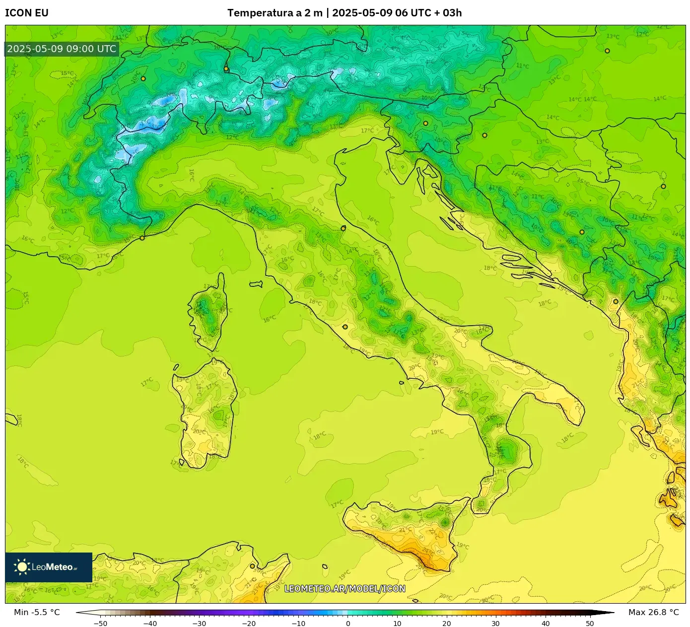 ICON - Italia, Temperatura a 2 m ICON - Italia, Temperatura a 2 m