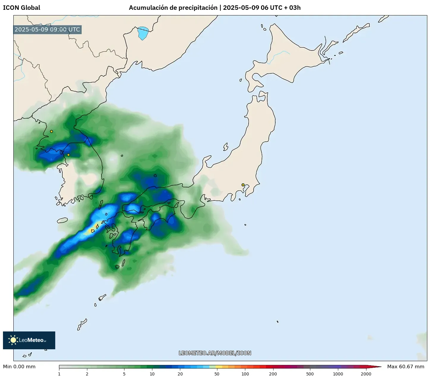 ICON - Japón, Acumulación de precipitación ICON - Japón, Acumulación de precipitación