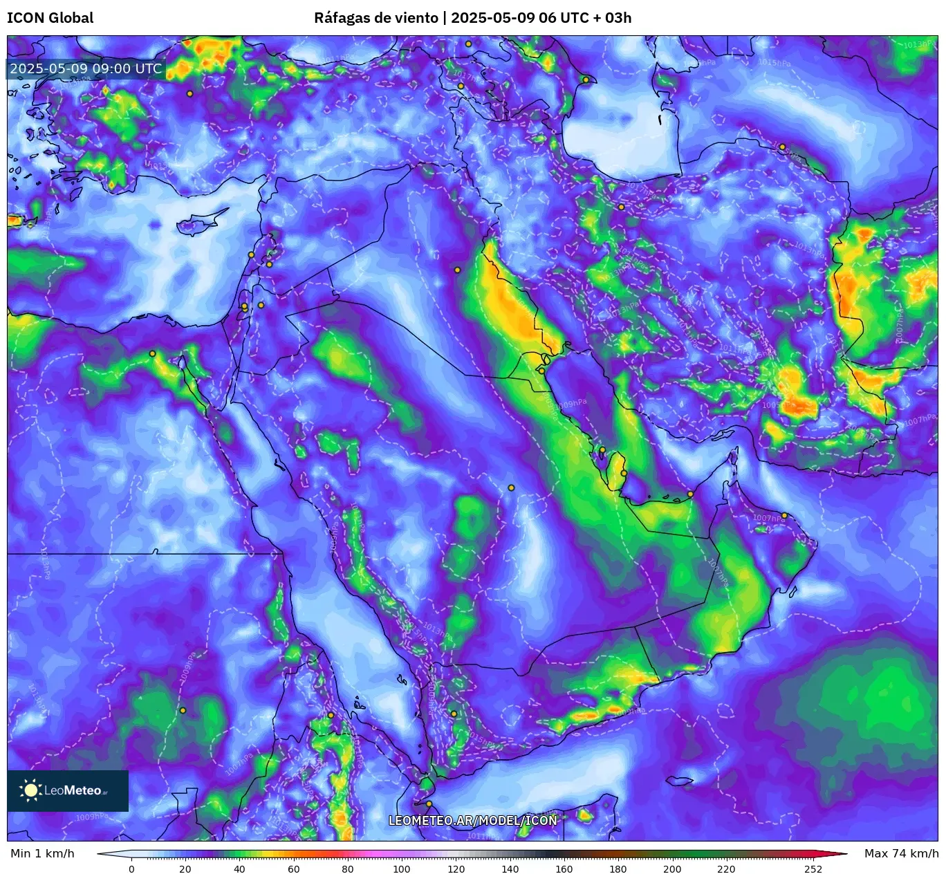 ICON - Oriente Medio, Ráfagas de viento ICON - Oriente Medio, Ráfagas de viento