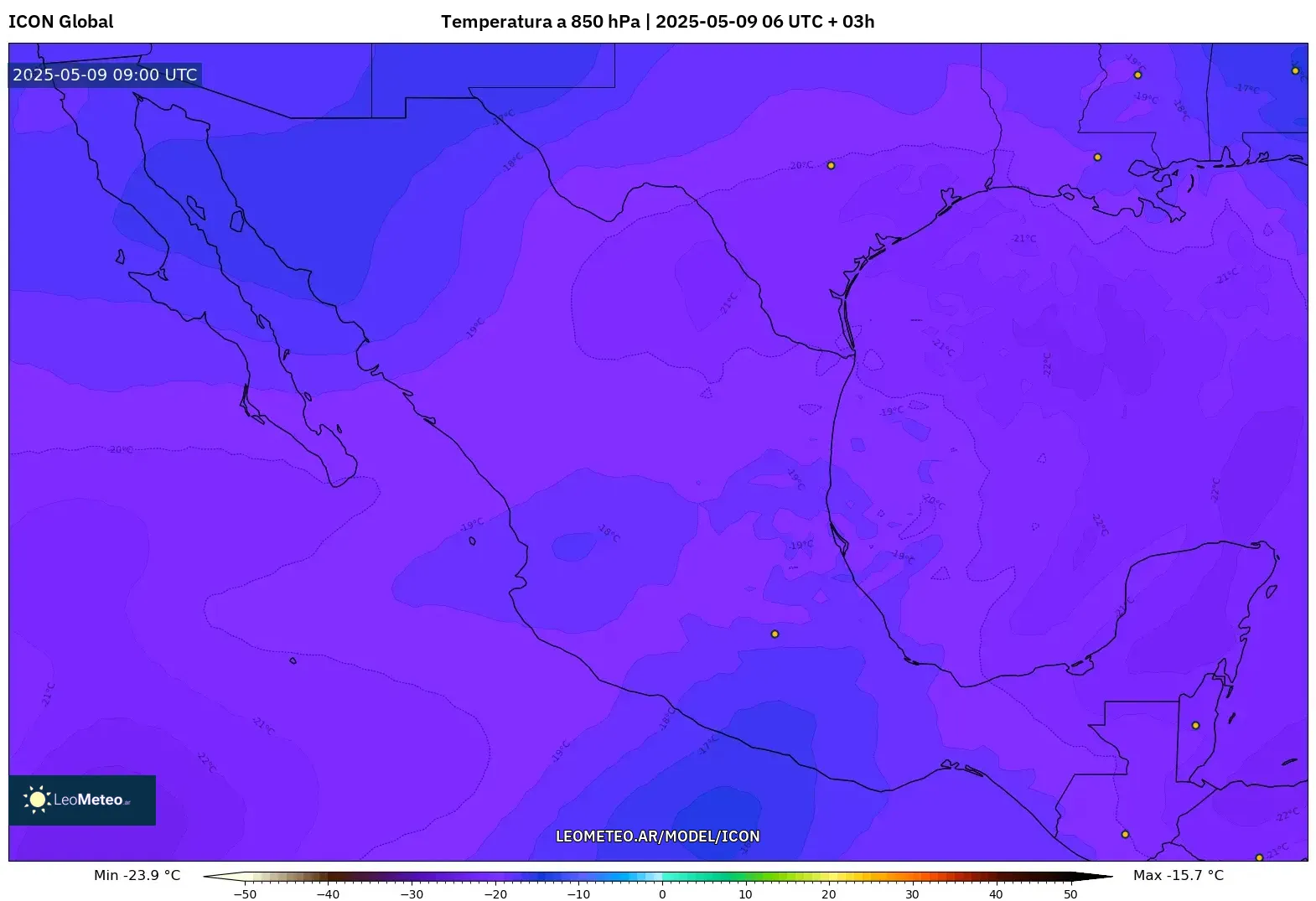 ICON - México, Temperatura a 850 hPa ICON - México, Temperatura a 850 hPa
