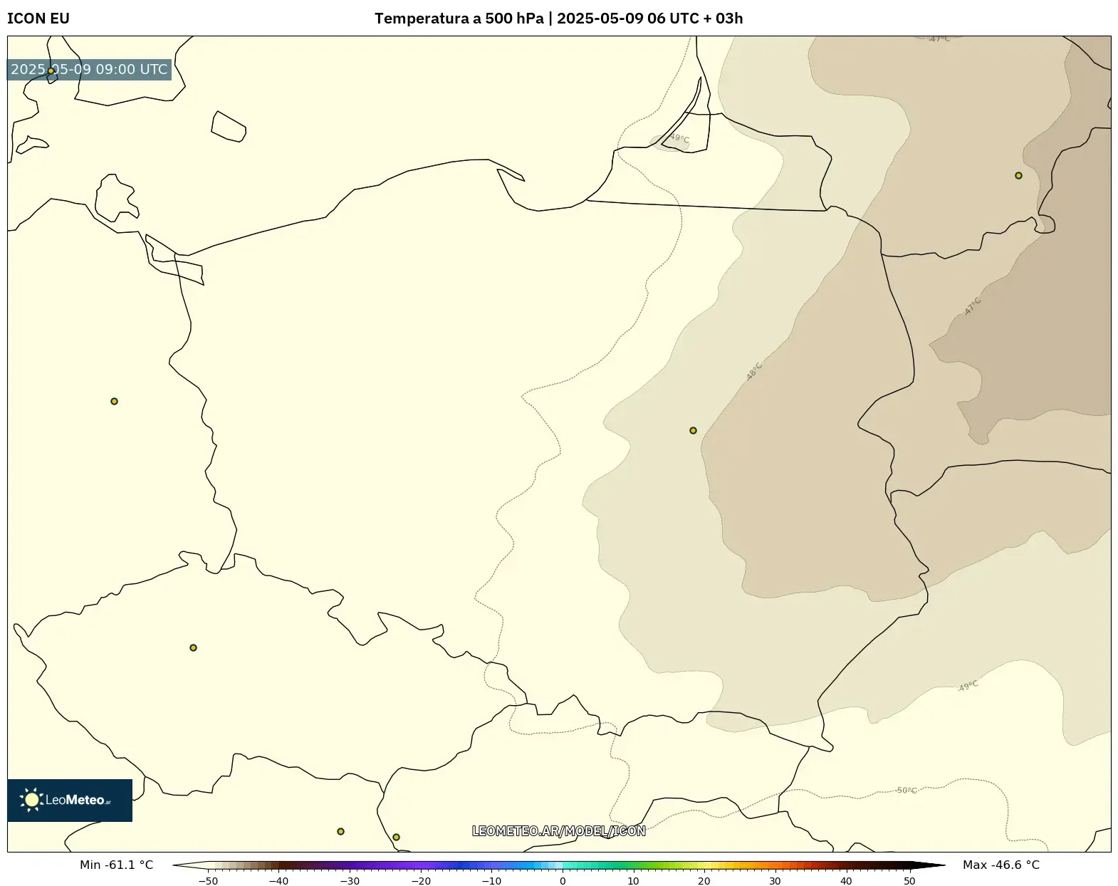 ICON - Polonia, Temperatura a 500 hPa ICON - Polonia, Temperatura a 500 hPa