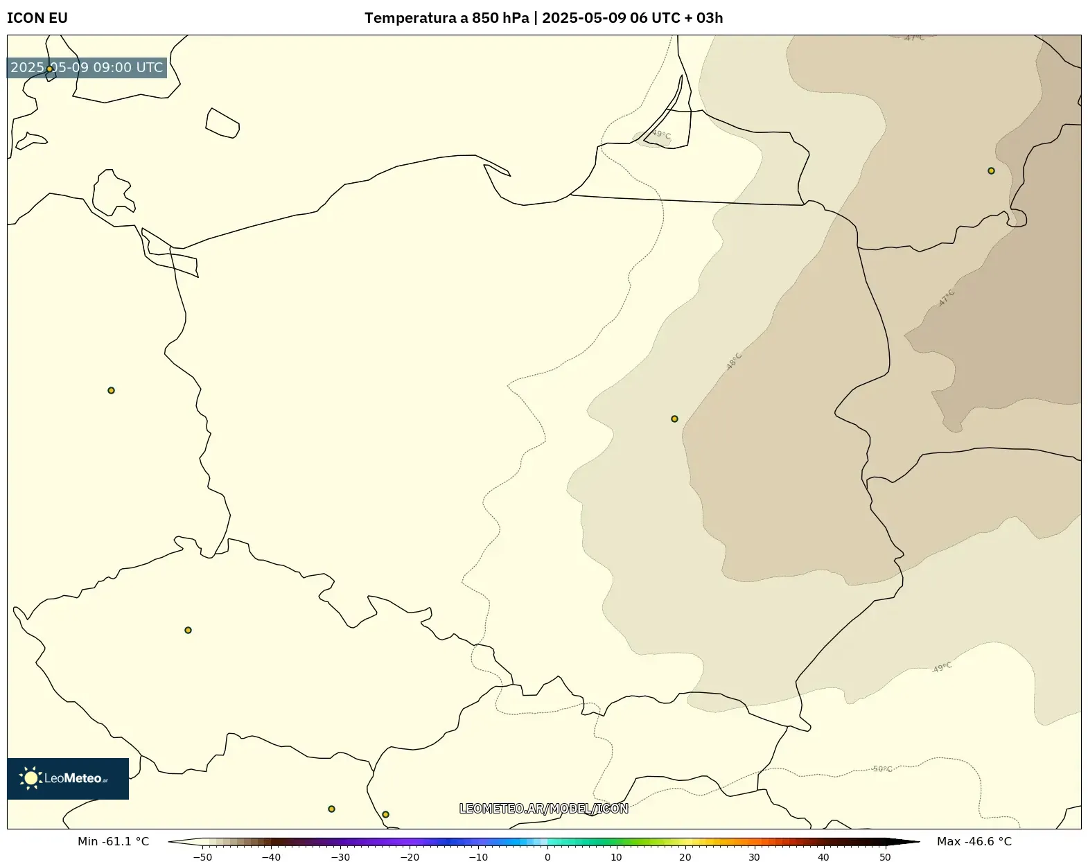 ICON - Polonia, Temperatura a 850 hPa ICON - Polonia, Temperatura a 850 hPa