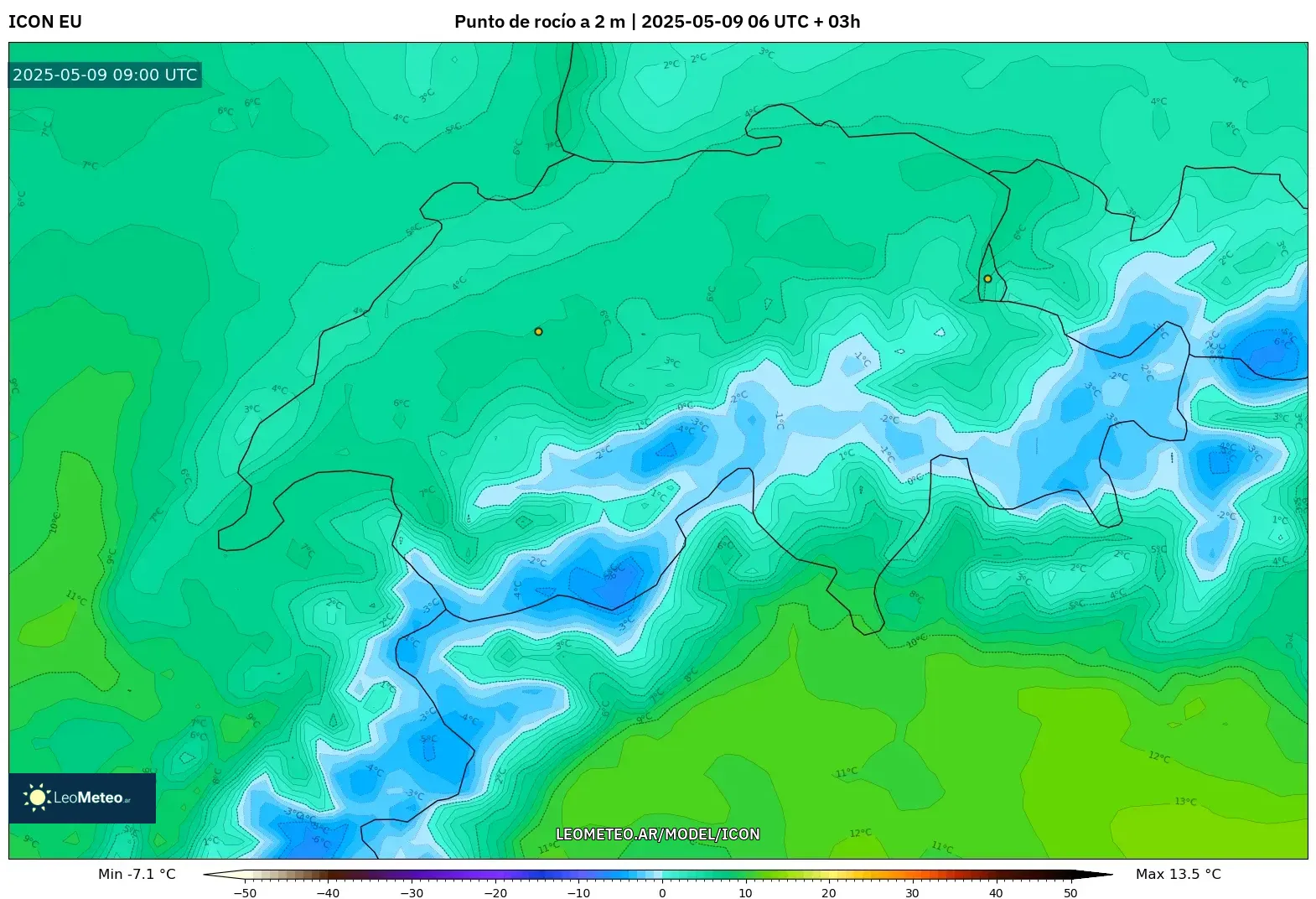 ICON - Suiza, Punto de rocío a 2 m ICON - Suiza, Punto de rocío a 2 m