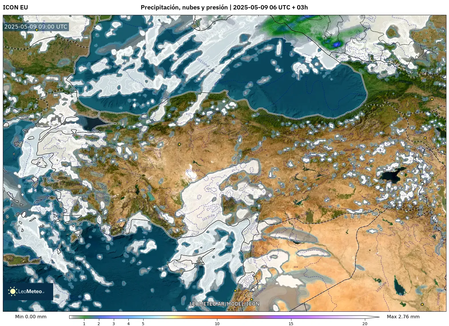 ICON - Turquía, Precipitación, nubes y presión ICON - Turquía, Precipitación, nubes y presión