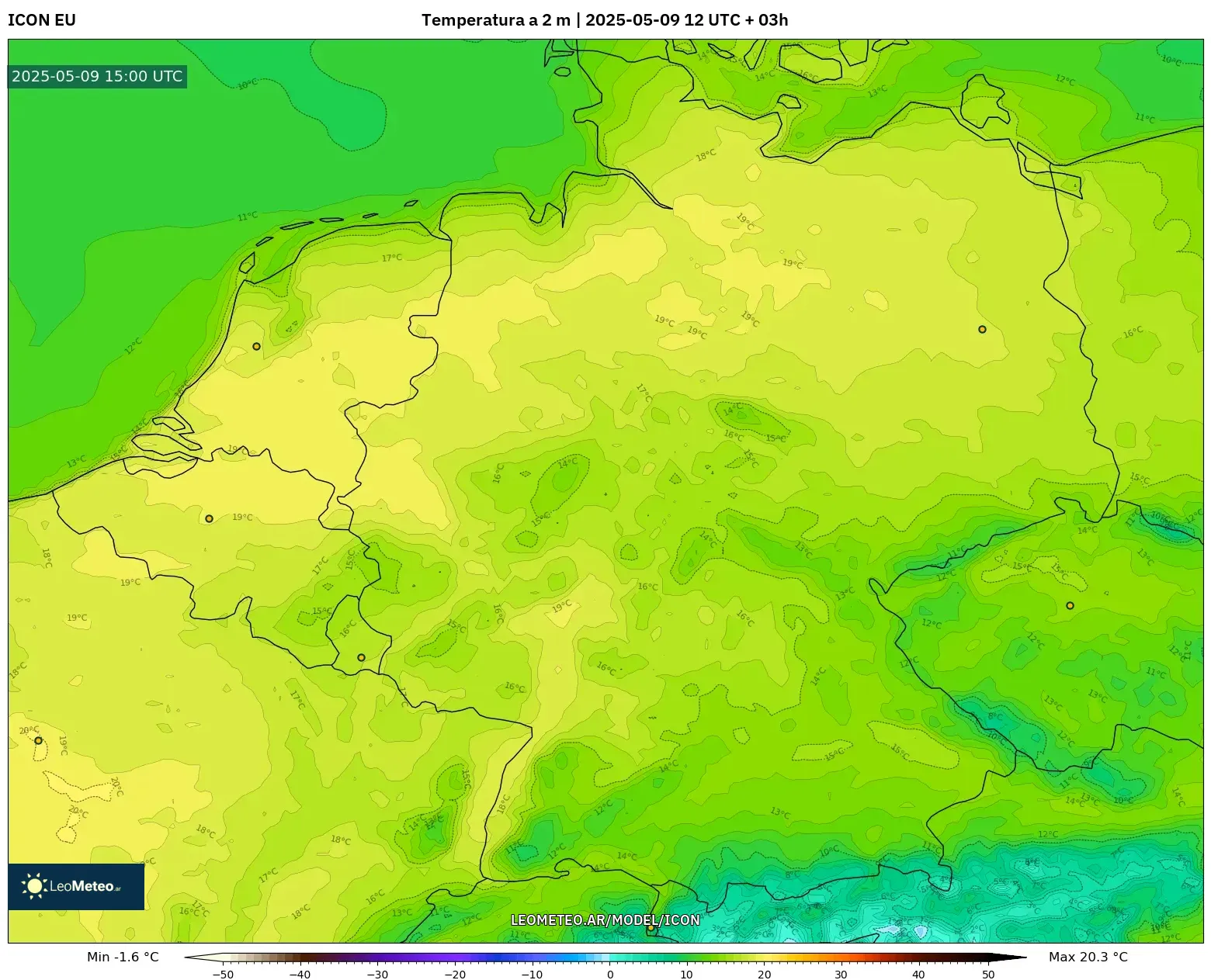 ICON - Alemania, Temperatura a 2 m ICON - Alemania, Temperatura a 2 m