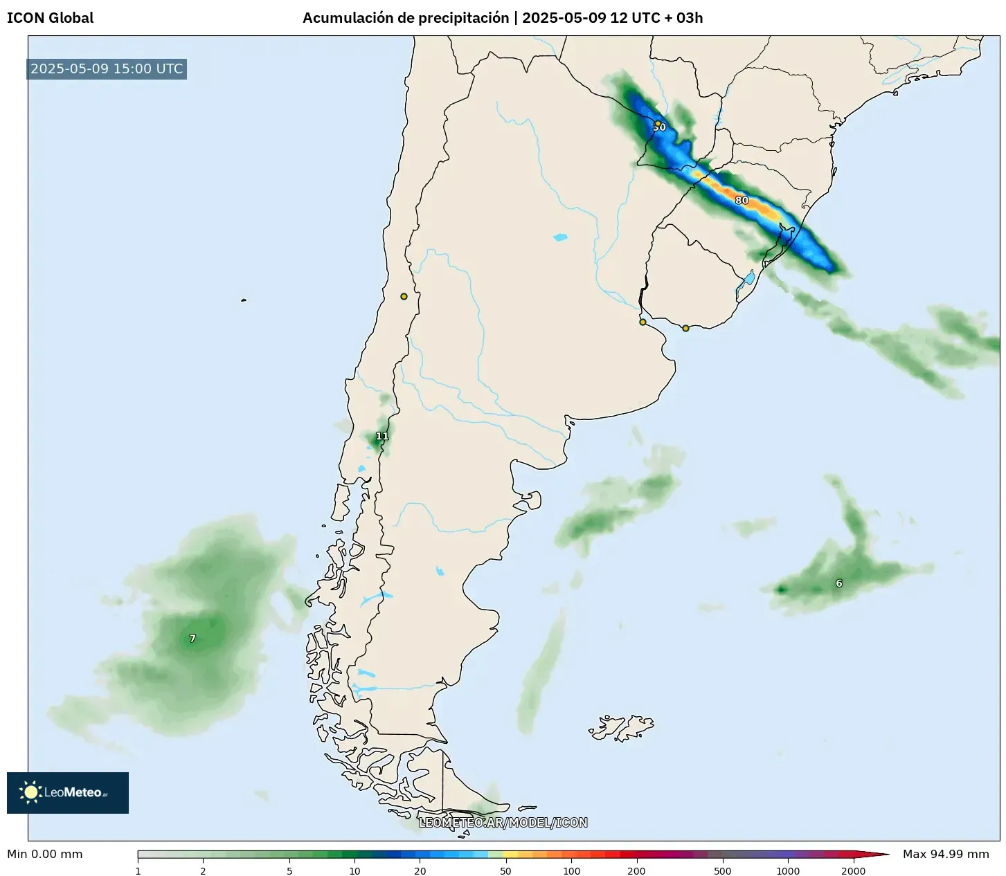 ICON - Argentina, Acumulación de precipitación ICON - Argentina, Acumulación de precipitación