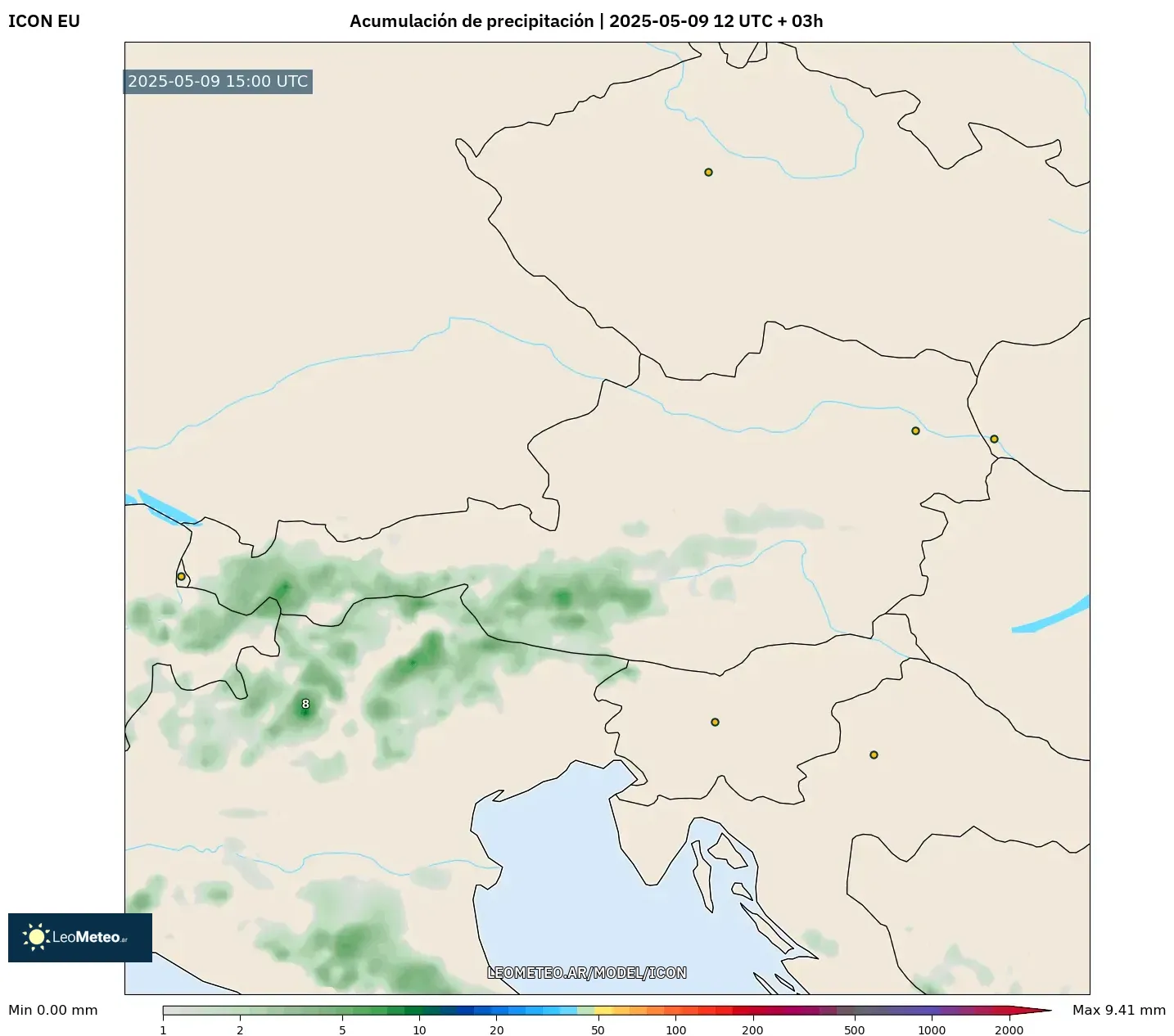 ICON - Austria, Acumulación de precipitación ICON - Austria, Acumulación de precipitación
