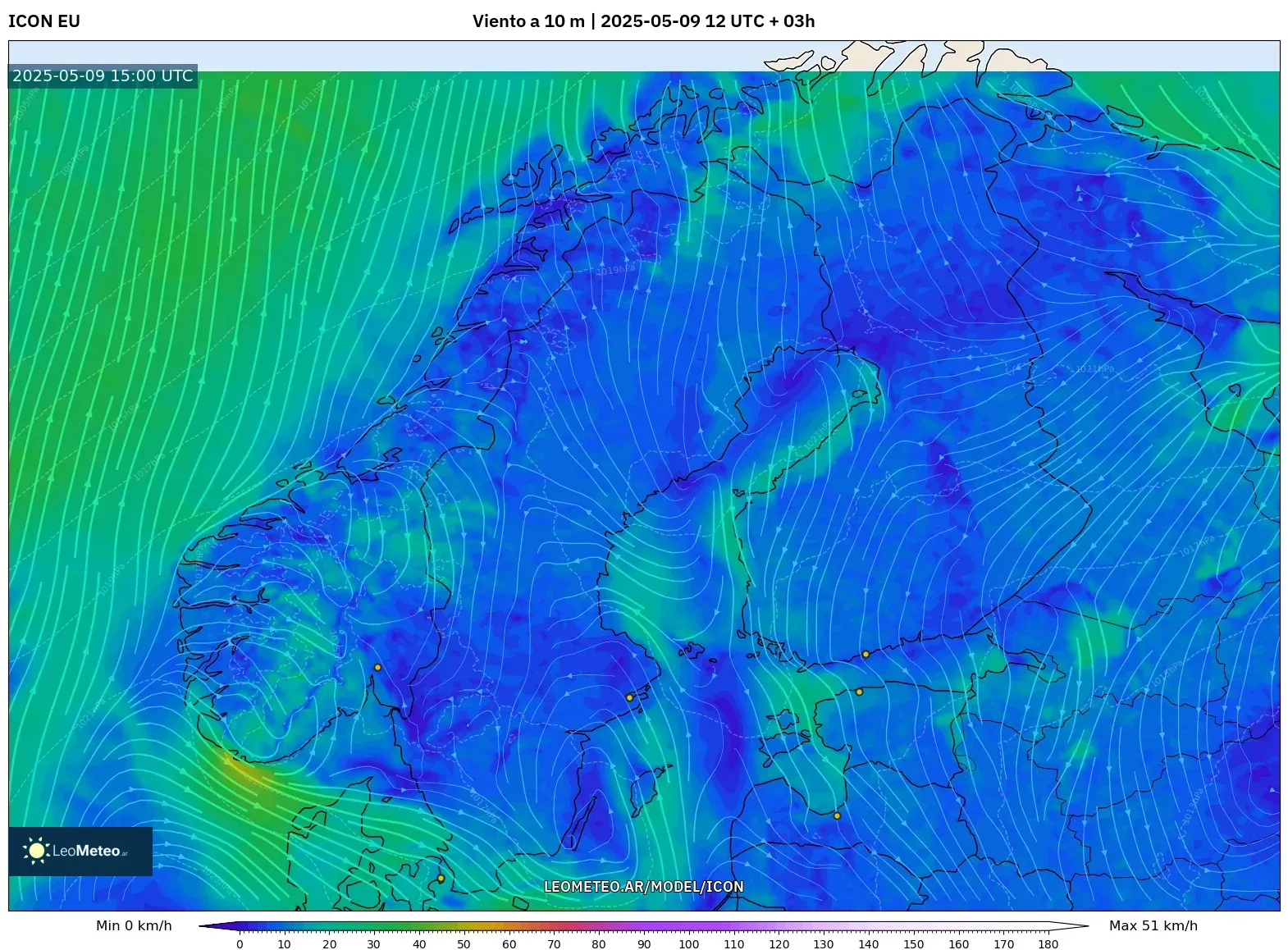 ICON - Escandinavia, Viento a 10 m ICON - Escandinavia, Viento a 10 m