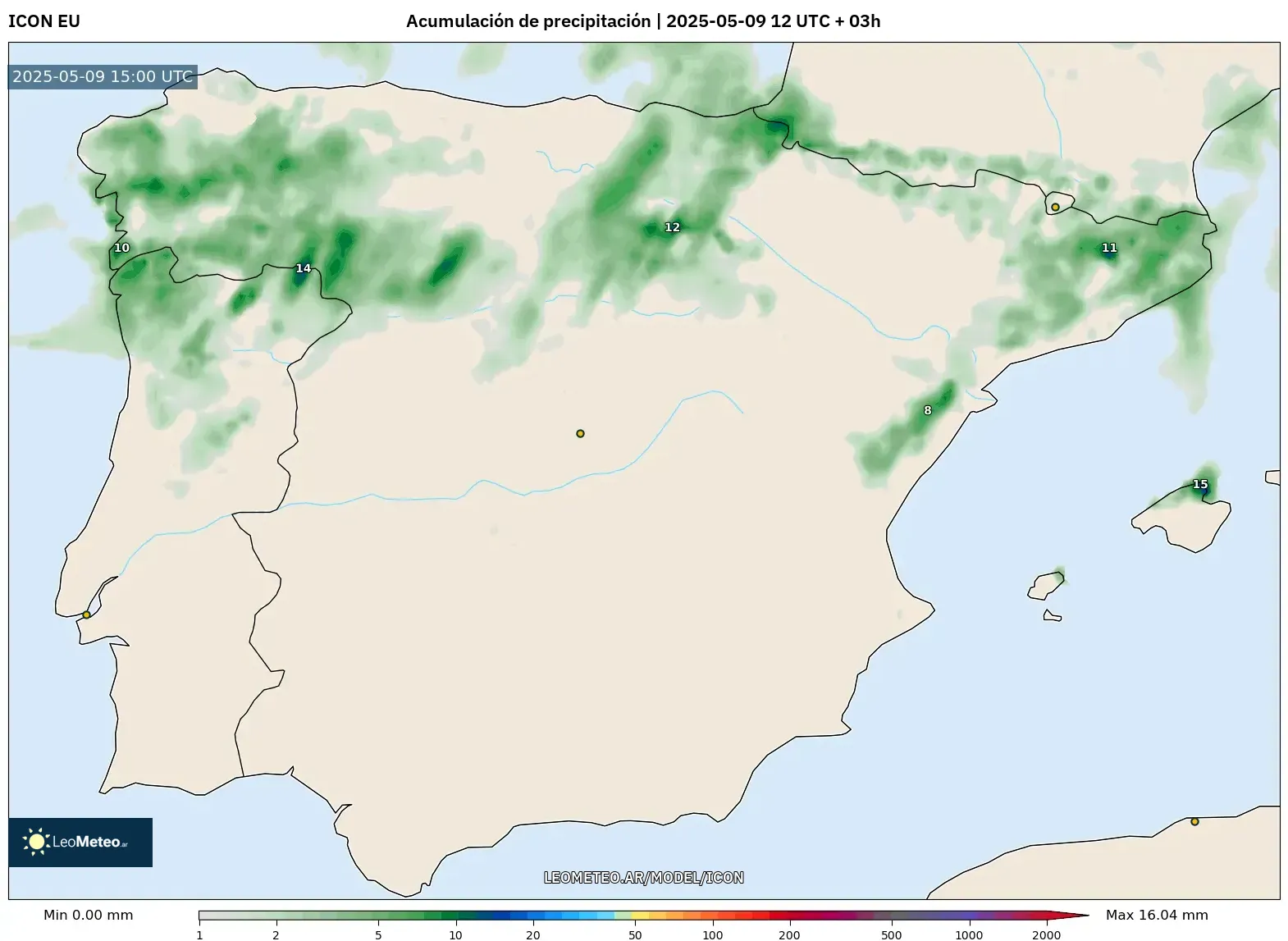 ICON - España, Acumulación de precipitación ICON - España, Acumulación de precipitación