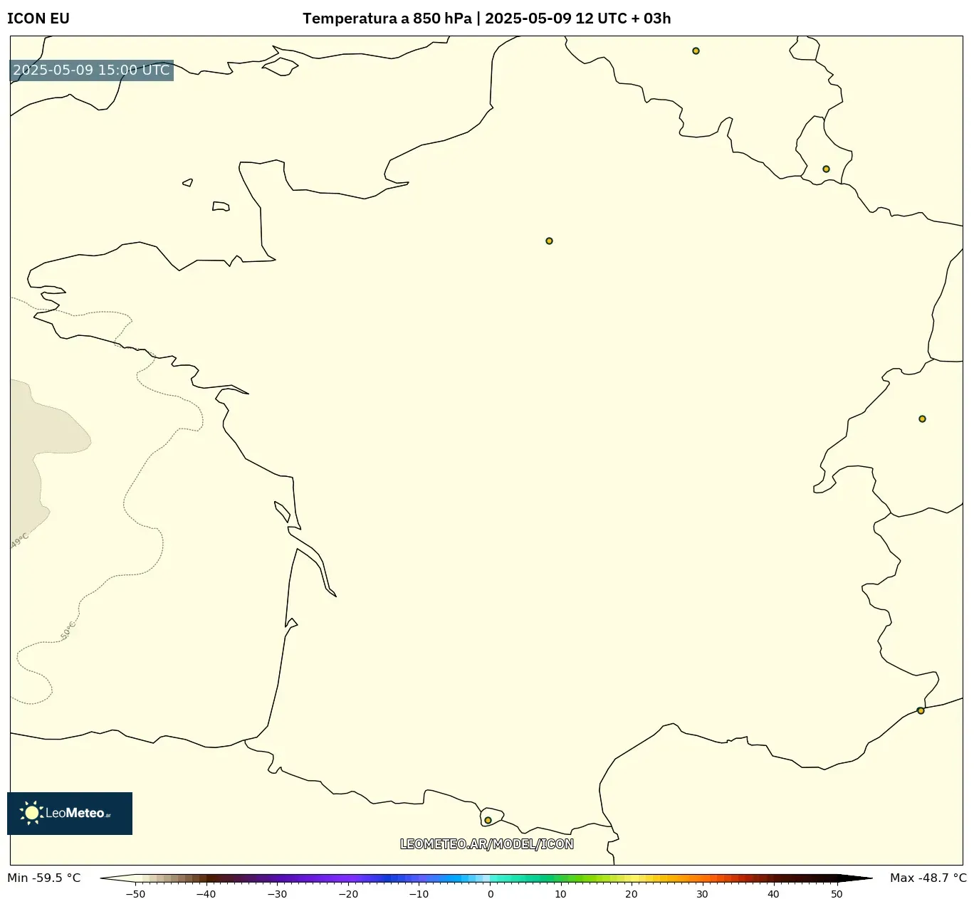 ICON - Francia, Temperatura a 850 hPa ICON - Francia, Temperatura a 850 hPa