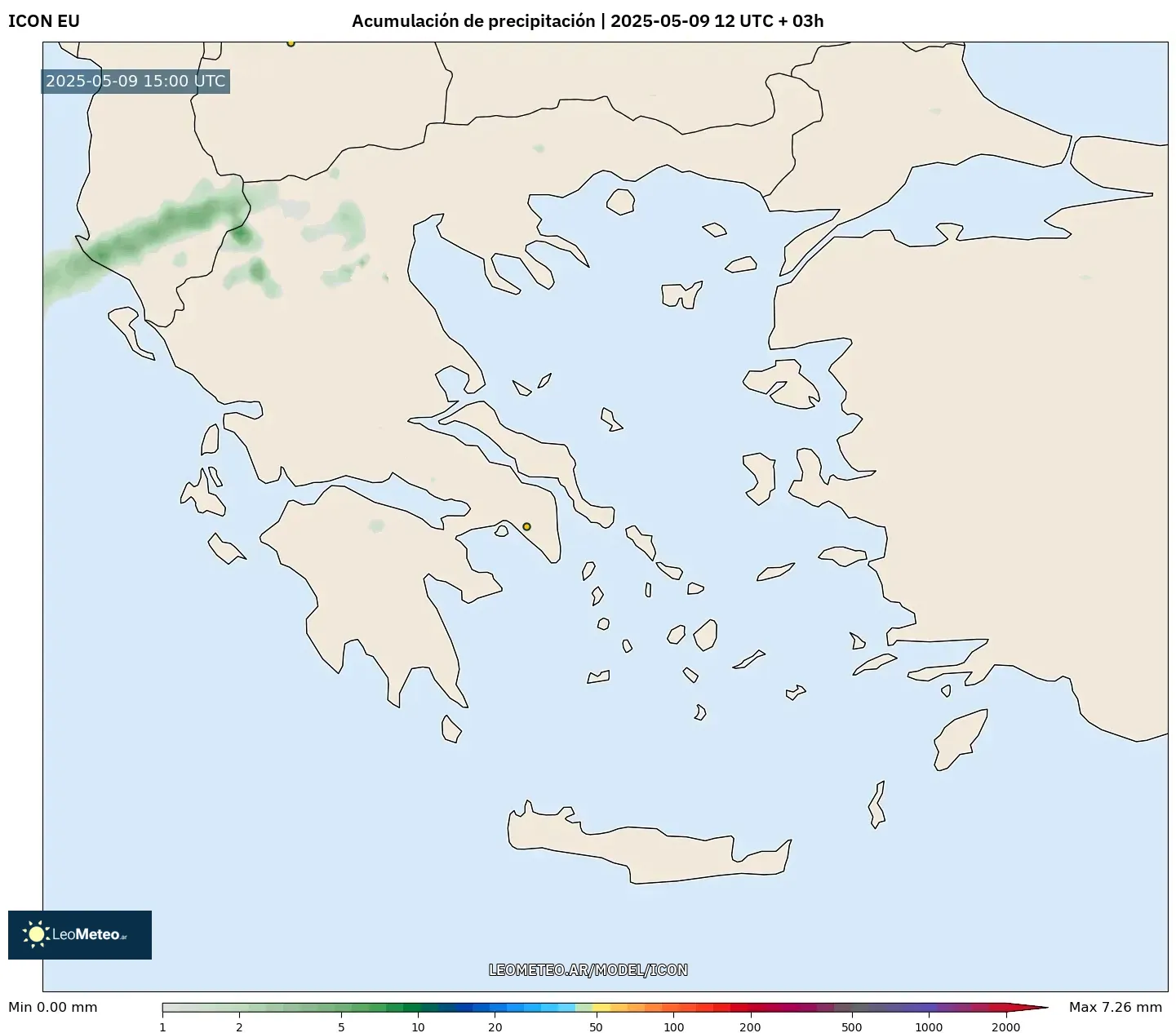 ICON - Grecia, Acumulación de precipitación ICON - Grecia, Acumulación de precipitación