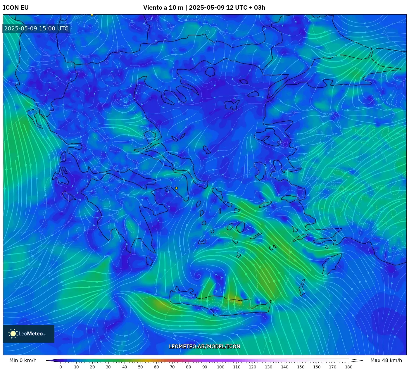 ICON - Grecia, Viento a 10 m ICON - Grecia, Viento a 10 m