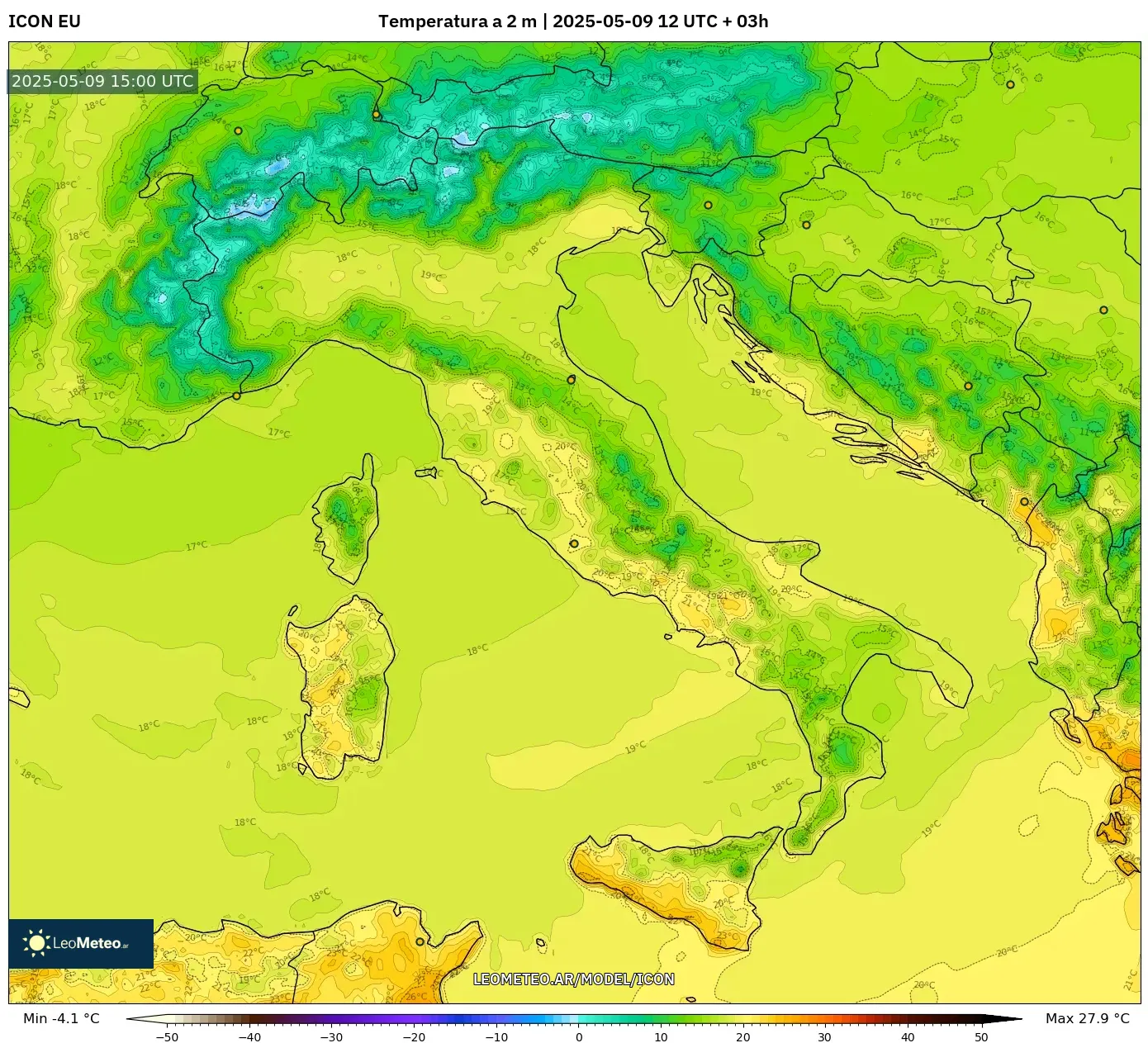 ICON - Italia, Temperatura a 2 m ICON - Italia, Temperatura a 2 m