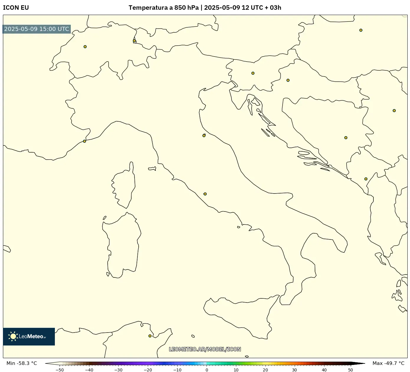 ICON - Italia, Temperatura a 850 hPa ICON - Italia, Temperatura a 850 hPa