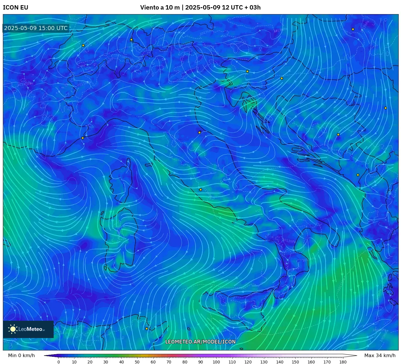 ICON - Italia, Viento a 10 m ICON - Italia, Viento a 10 m