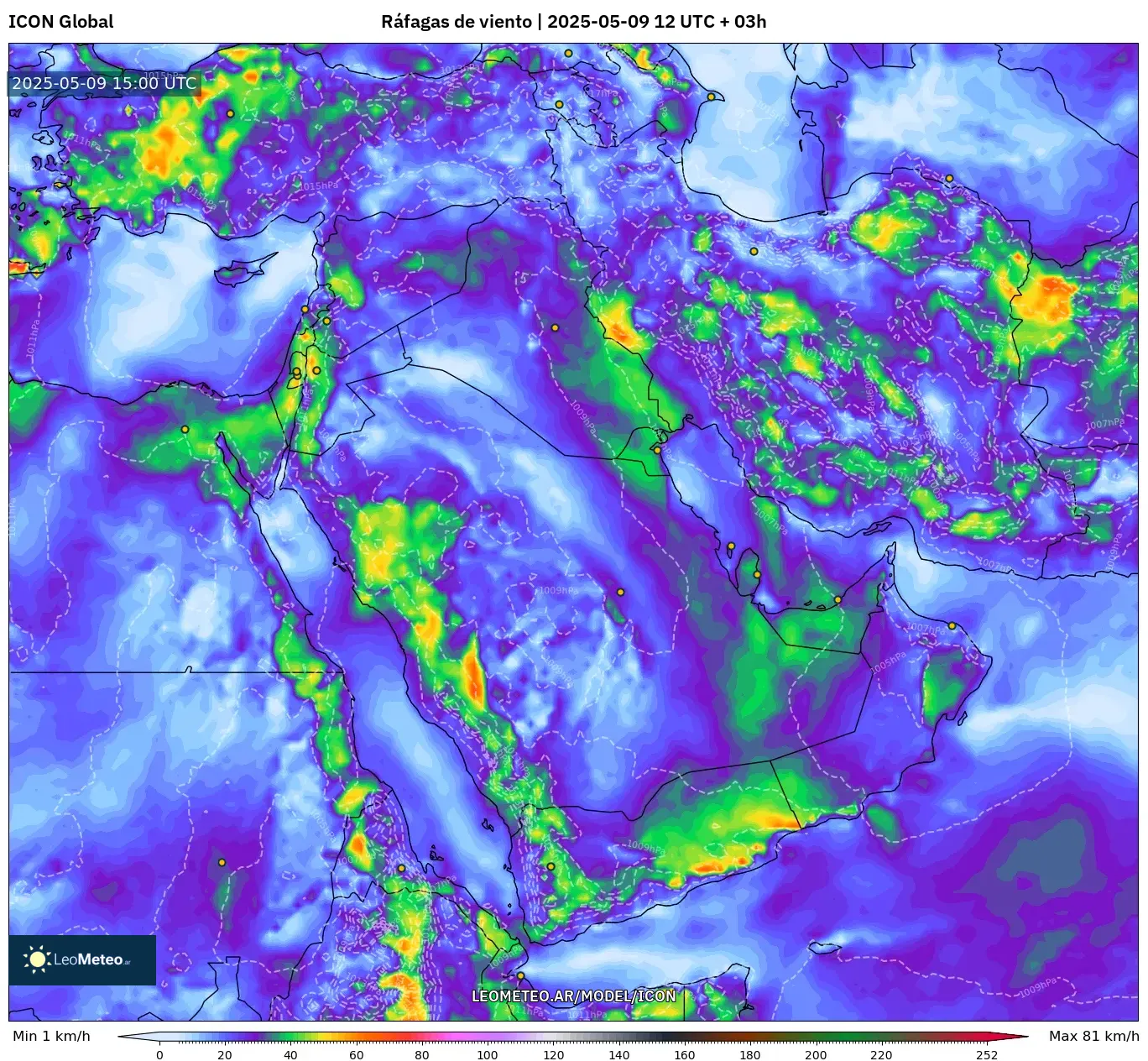 ICON - Oriente Medio, Ráfagas de viento ICON - Oriente Medio, Ráfagas de viento