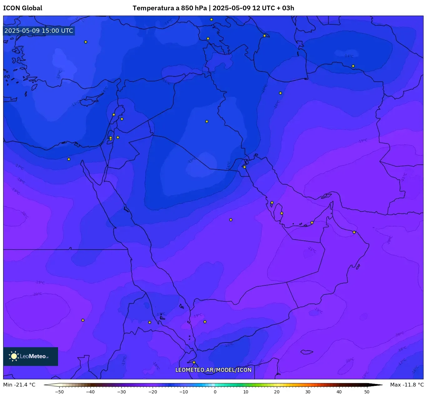ICON - Oriente Medio, Temperatura a 850 hPa ICON - Oriente Medio, Temperatura a 850 hPa