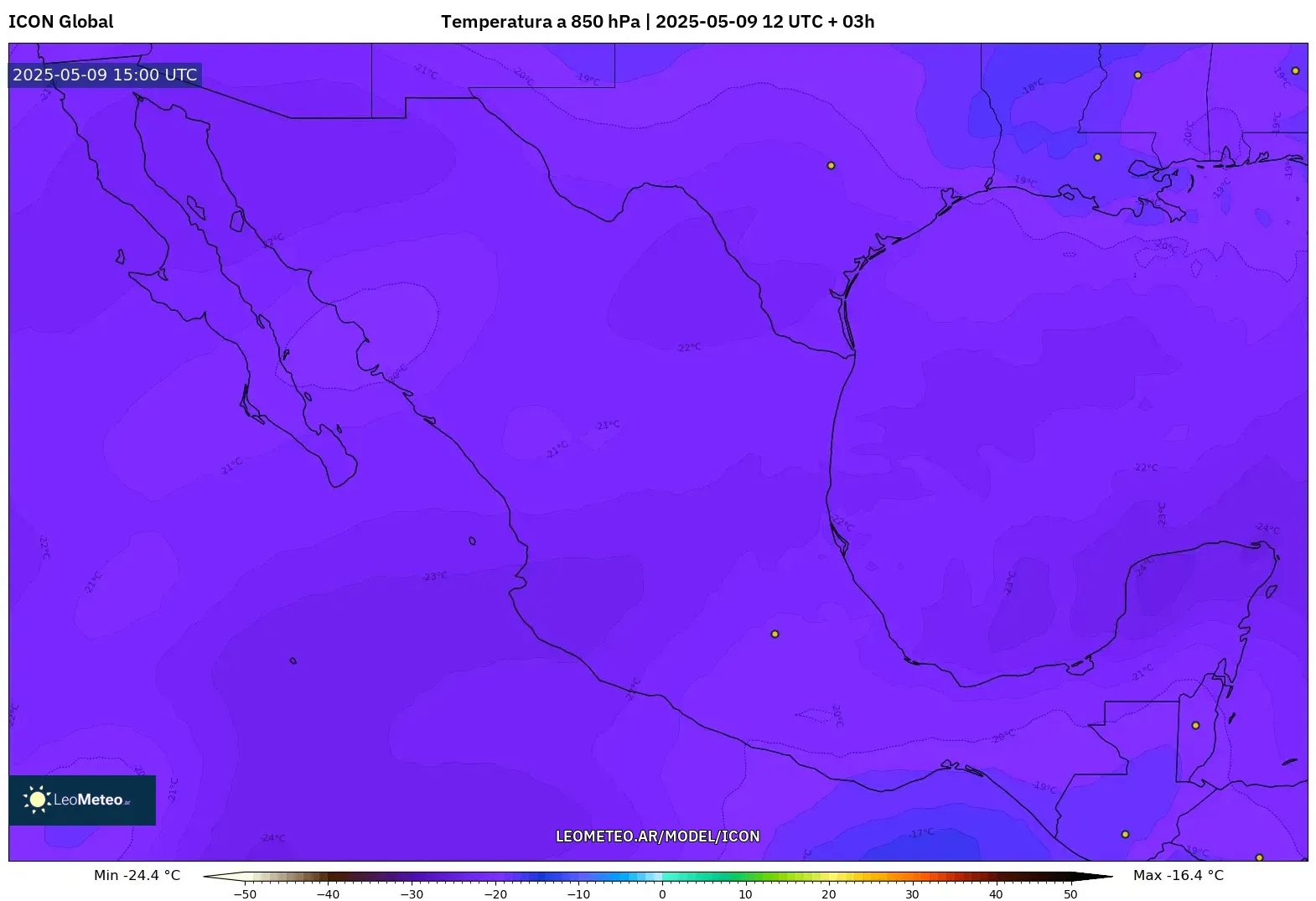 ICON - México, Temperatura a 850 hPa ICON - México, Temperatura a 850 hPa