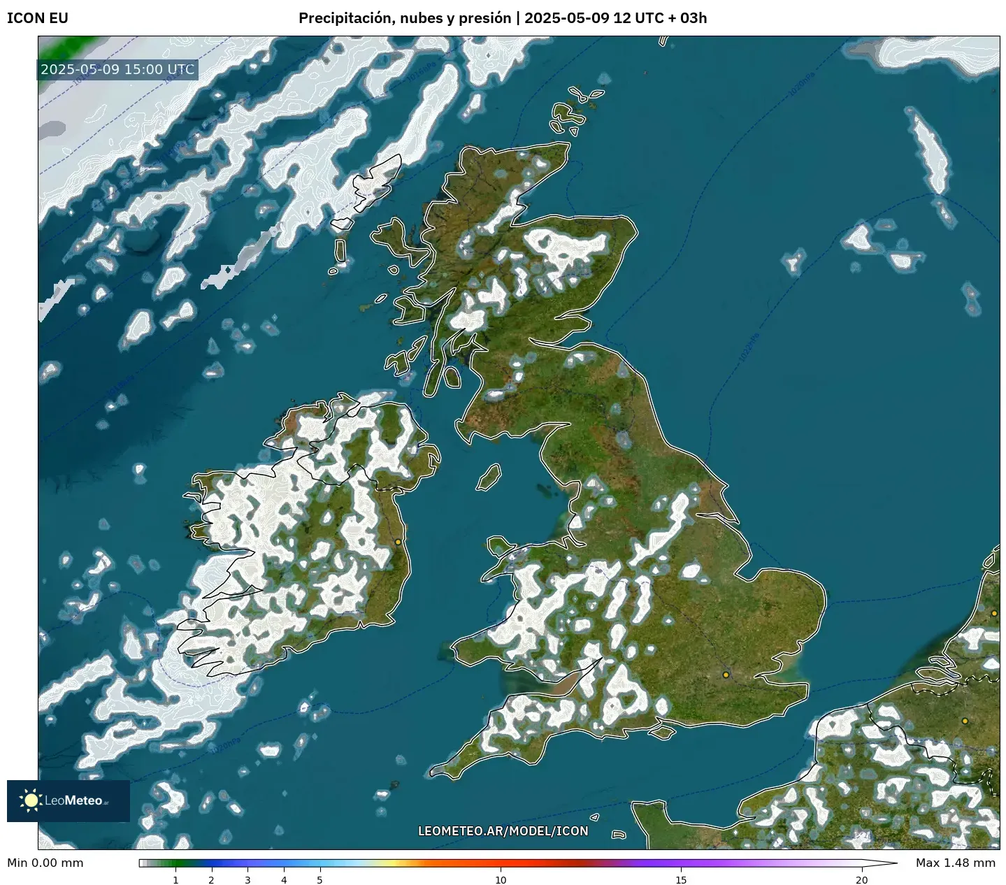 ICON - Reino Unido, Precipitación, nubes y presión ICON - Reino Unido, Precipitación, nubes y presión
