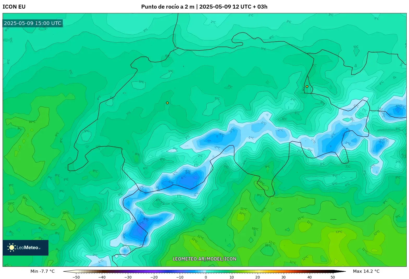 ICON - Suiza, Punto de rocío a 2 m ICON - Suiza, Punto de rocío a 2 m