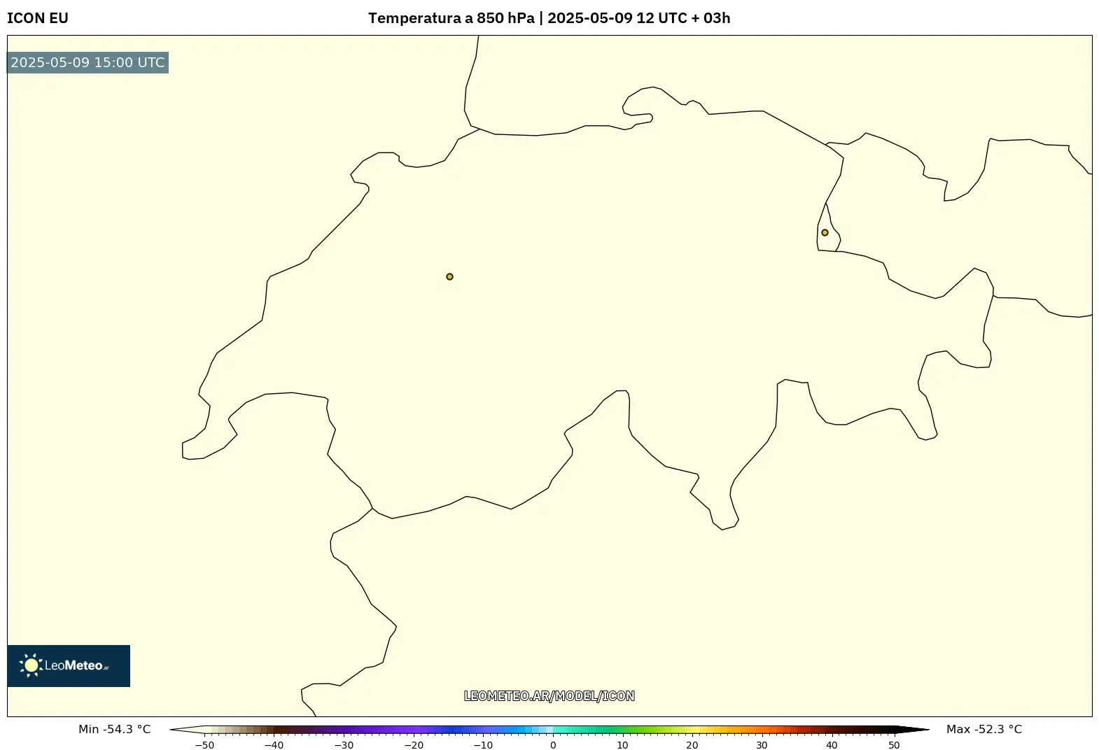 ICON - Suiza, Temperatura a 850 hPa ICON - Suiza, Temperatura a 850 hPa