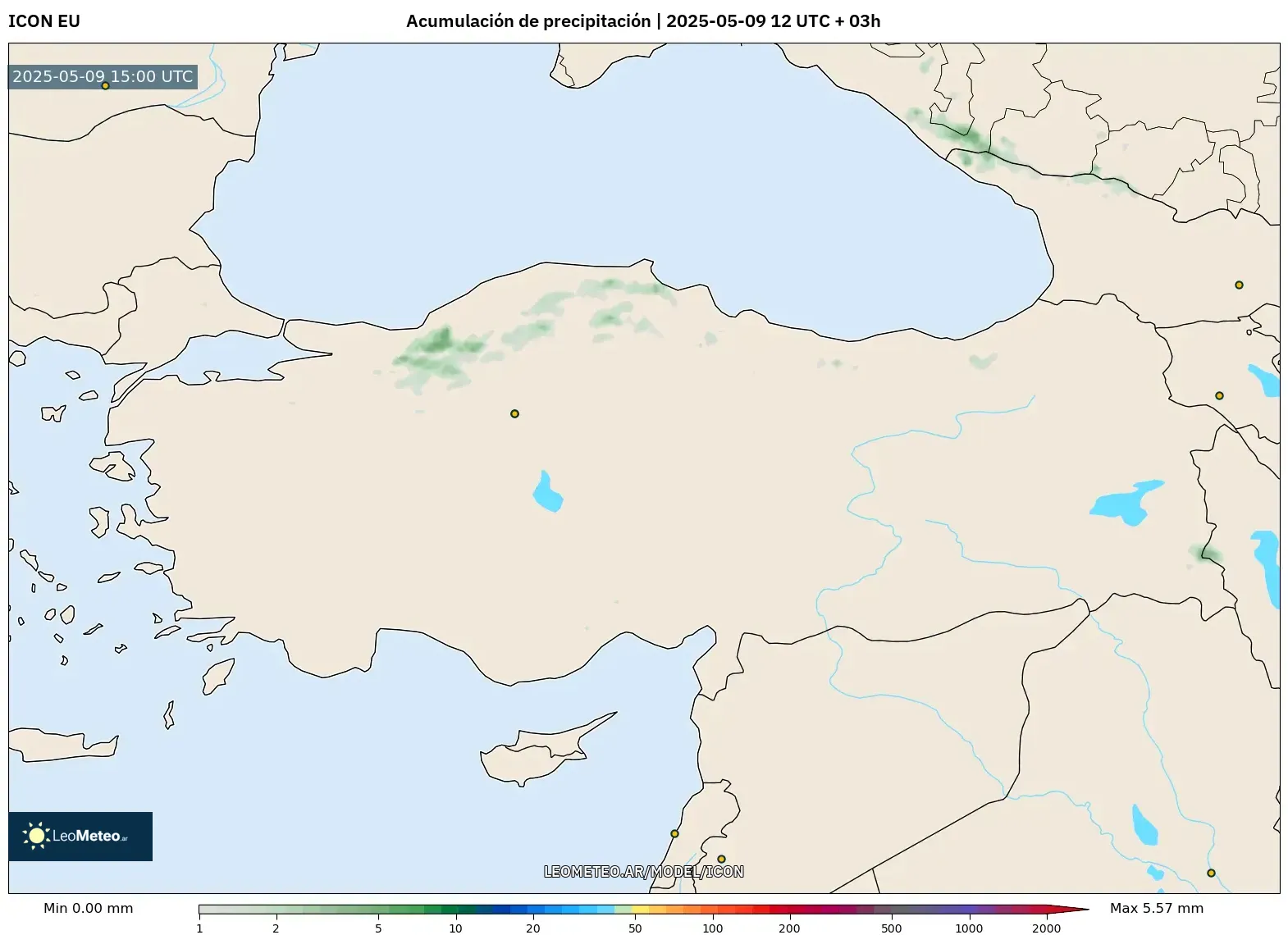 ICON - Turquía, Acumulación de precipitación ICON - Turquía, Acumulación de precipitación