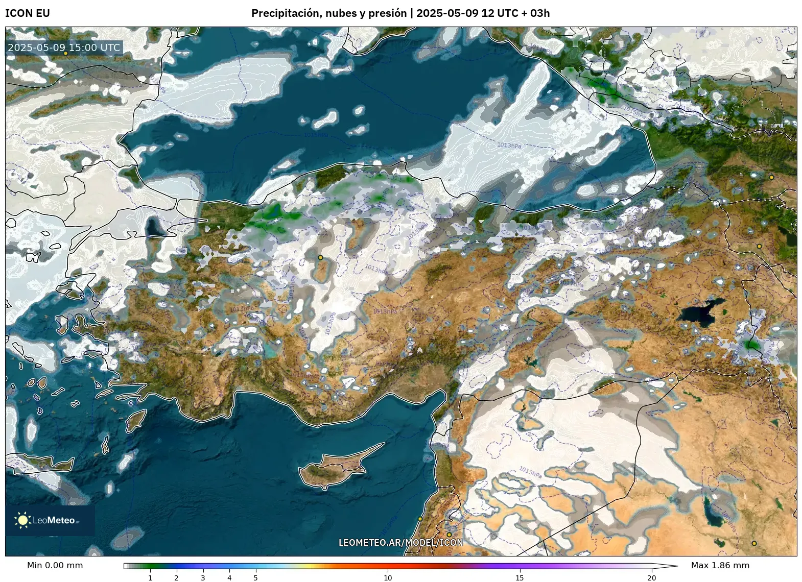 ICON - Turquía, Precipitación, nubes y presión ICON - Turquía, Precipitación, nubes y presión
