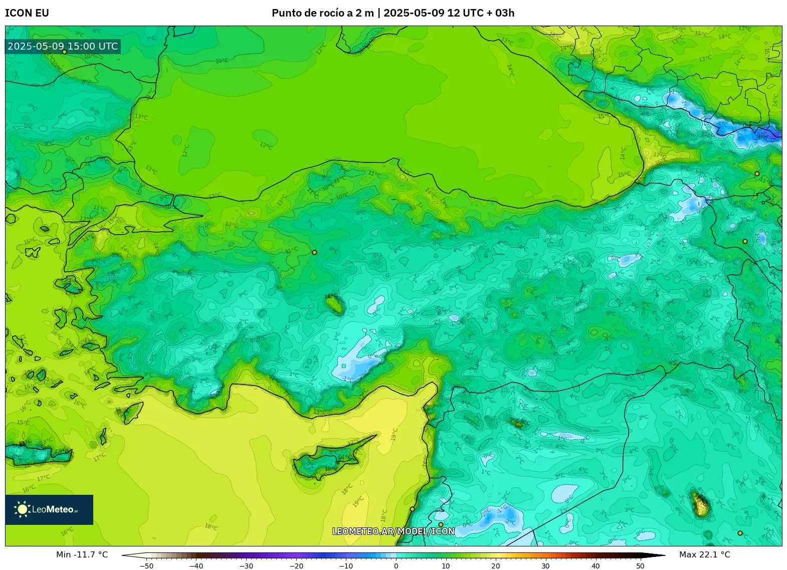 ICON - Turquía, Punto de rocío a 2 m ICON - Turquía, Punto de rocío a 2 m