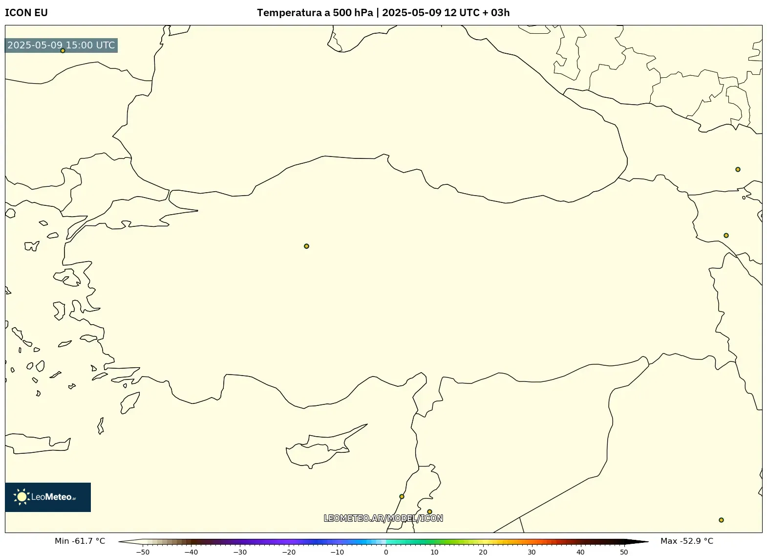 ICON - Turquía, Temperatura a 500 hPa ICON - Turquía, Temperatura a 500 hPa