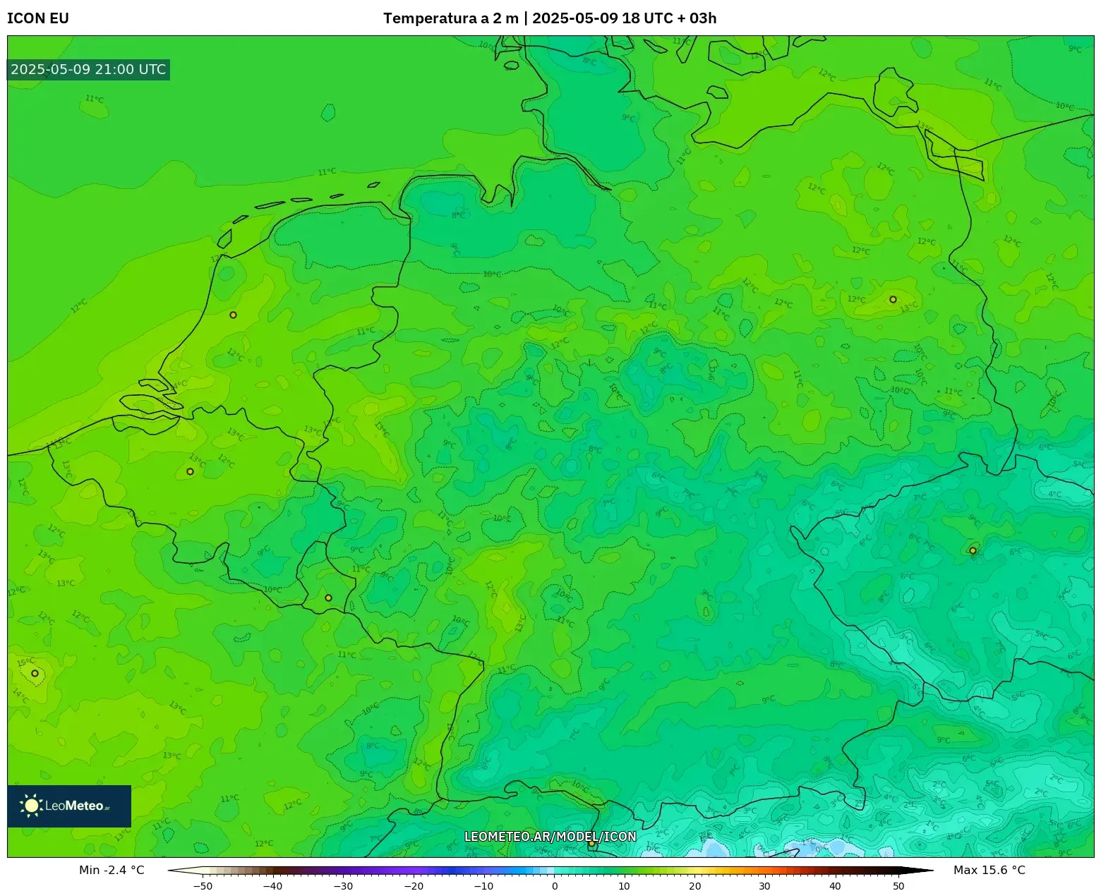 ICON - Alemania, Temperatura a 2 m ICON - Alemania, Temperatura a 2 m