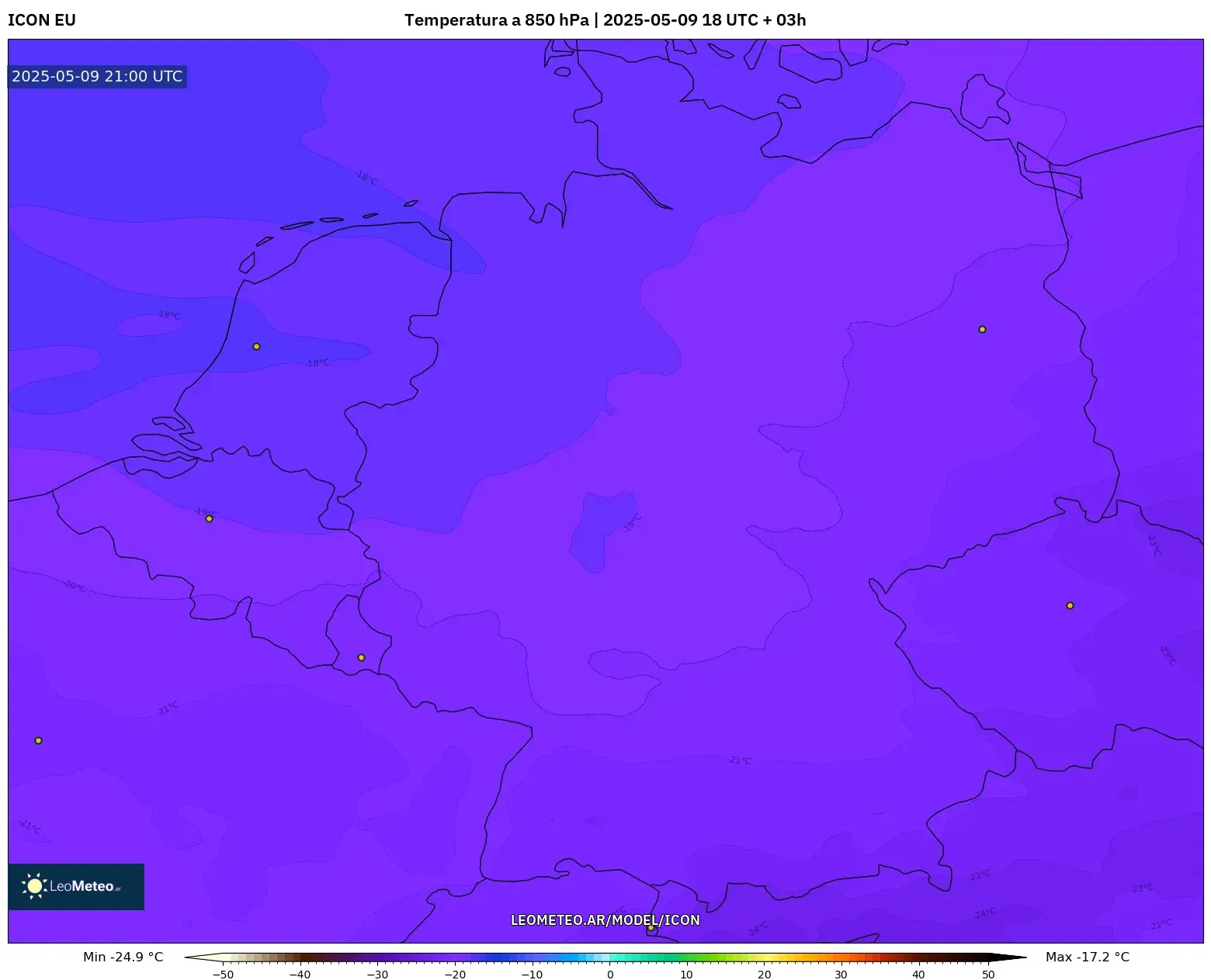 ICON - Alemania, Temperatura a 850 hPa ICON - Alemania, Temperatura a 850 hPa