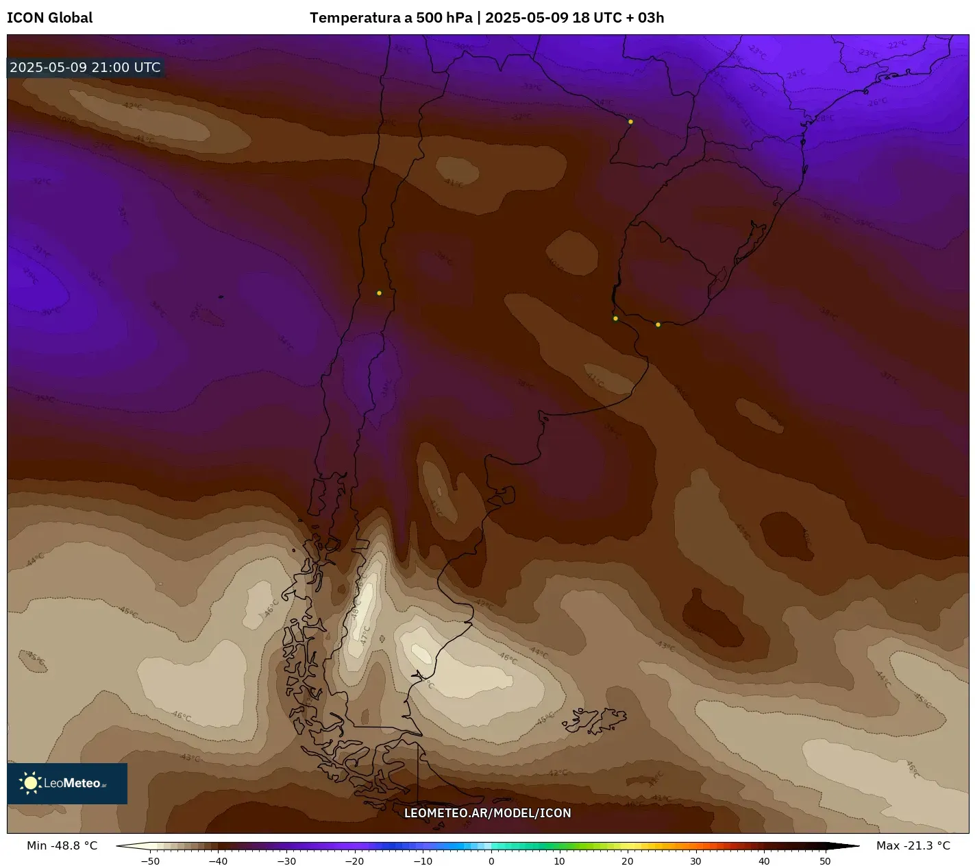 ICON - Argentina, Temperatura a 500 hPa ICON - Argentina, Temperatura a 500 hPa