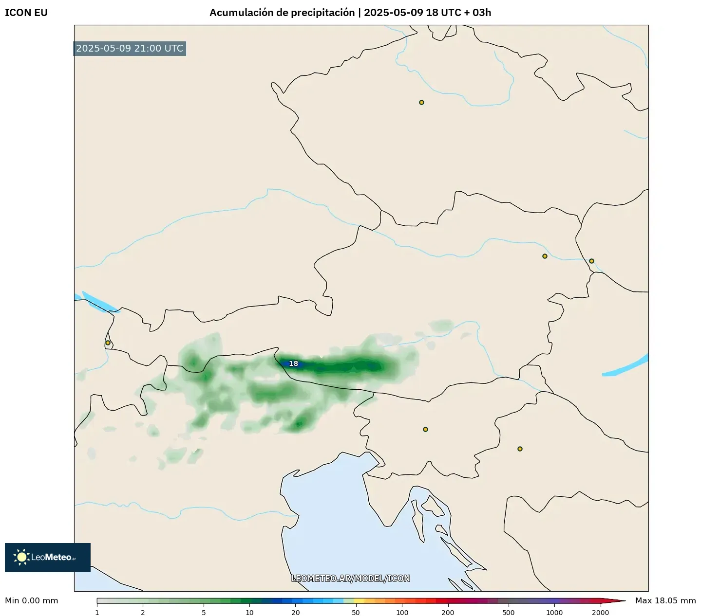 ICON - Austria, Acumulación de precipitación ICON - Austria, Acumulación de precipitación