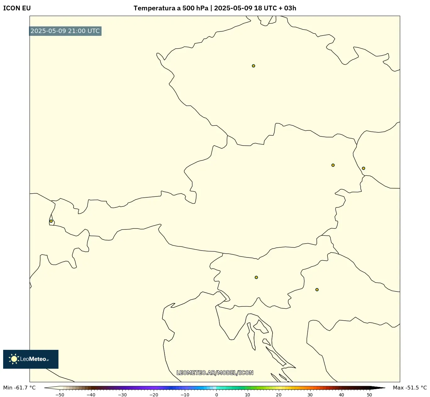 ICON - Austria, Temperatura a 500 hPa ICON - Austria, Temperatura a 500 hPa