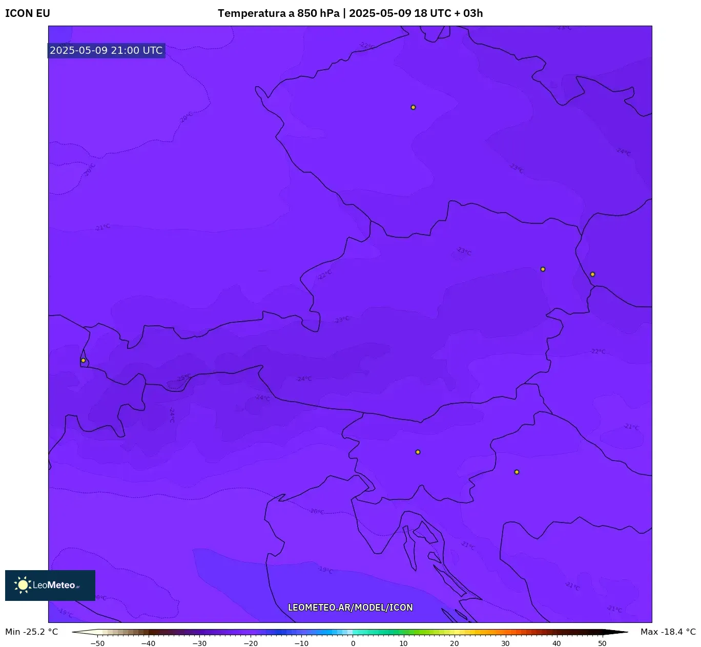 ICON - Austria, Temperatura a 850 hPa ICON - Austria, Temperatura a 850 hPa