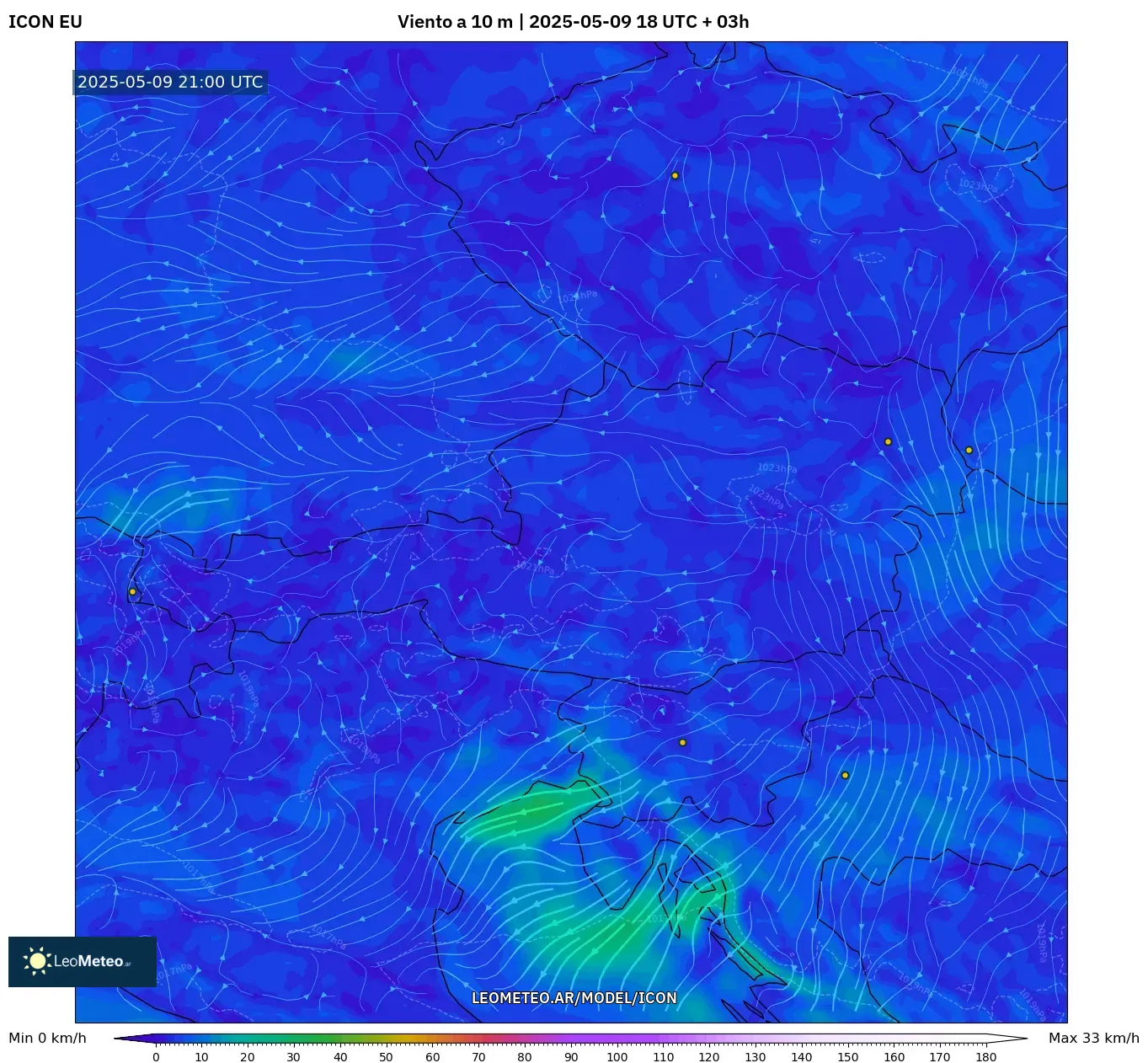 ICON - Austria, Viento a 10 m ICON - Austria, Viento a 10 m