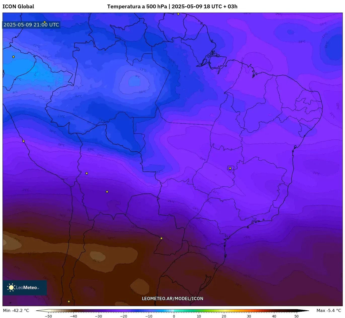ICON - Brasil, Temperatura a 500 hPa ICON - Brasil, Temperatura a 500 hPa
