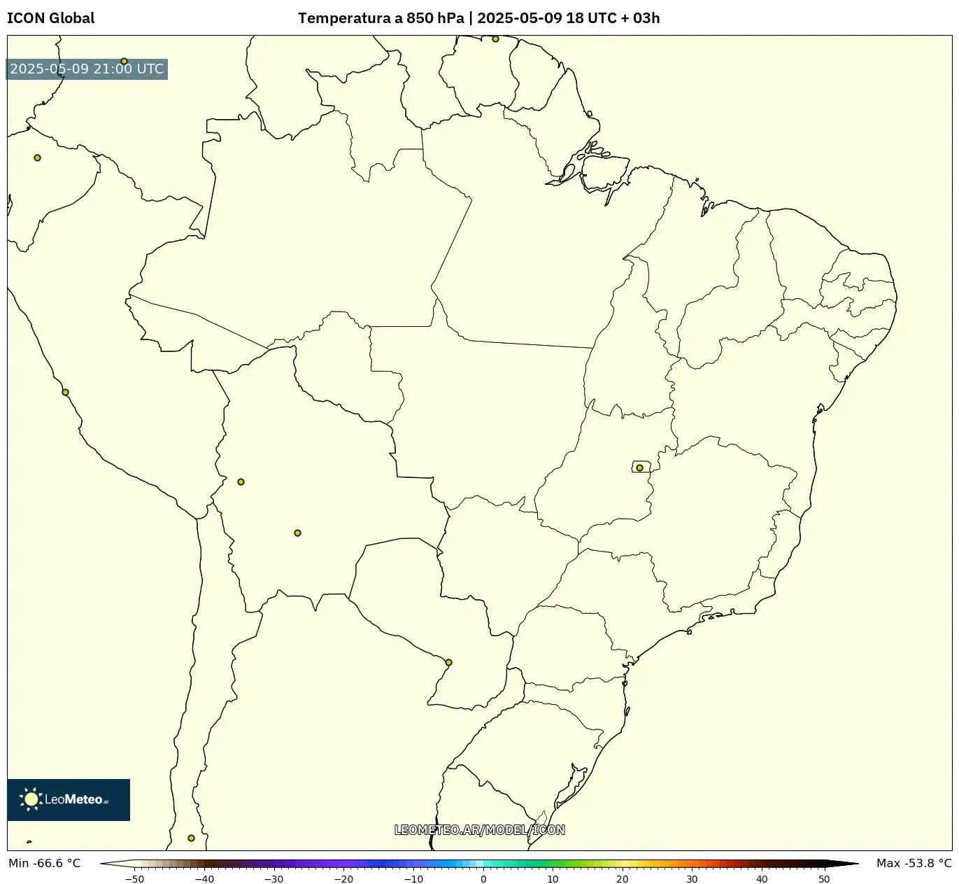 ICON - Brasil, Temperatura a 850 hPa ICON - Brasil, Temperatura a 850 hPa
