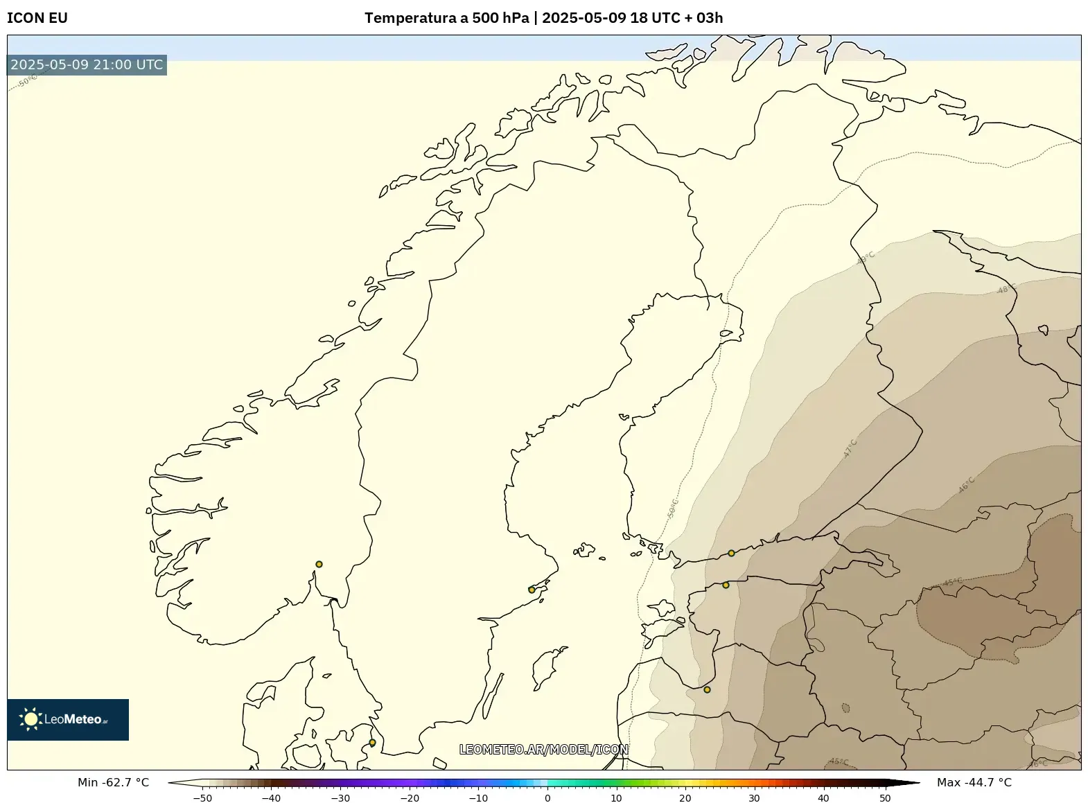 ICON - Escandinavia, Temperatura a 500 hPa ICON - Escandinavia, Temperatura a 500 hPa