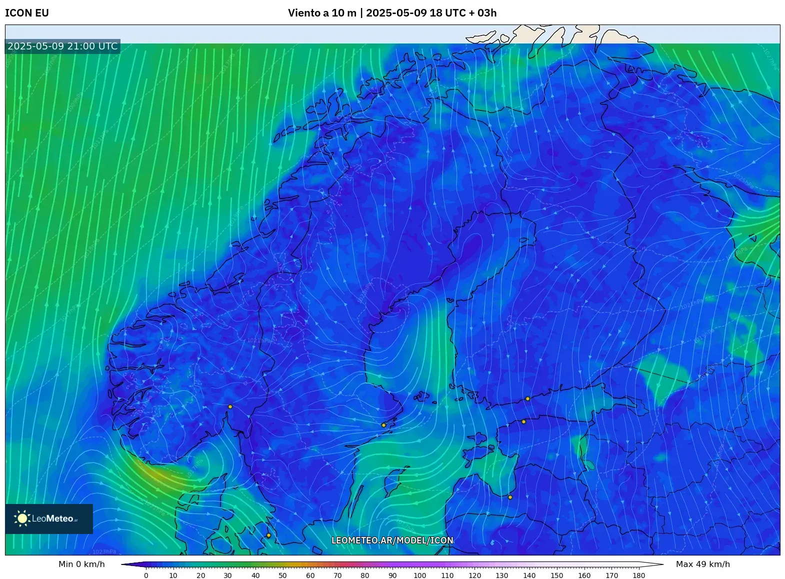 ICON - Escandinavia, Viento a 10 m ICON - Escandinavia, Viento a 10 m