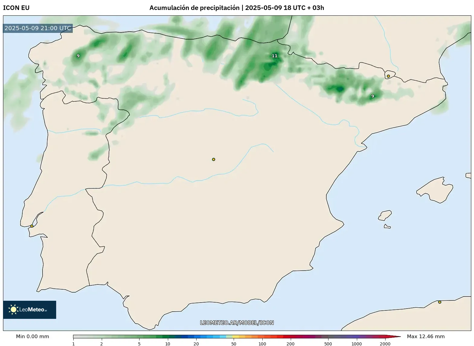 ICON - España, Acumulación de precipitación ICON - España, Acumulación de precipitación