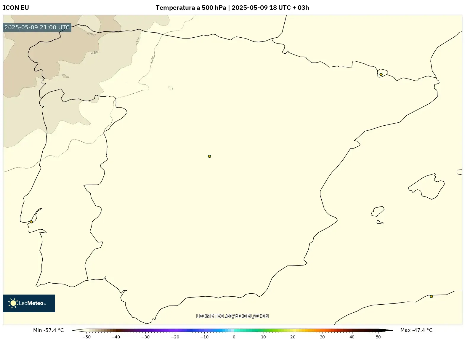 ICON - España, Temperatura a 500 hPa ICON - España, Temperatura a 500 hPa
