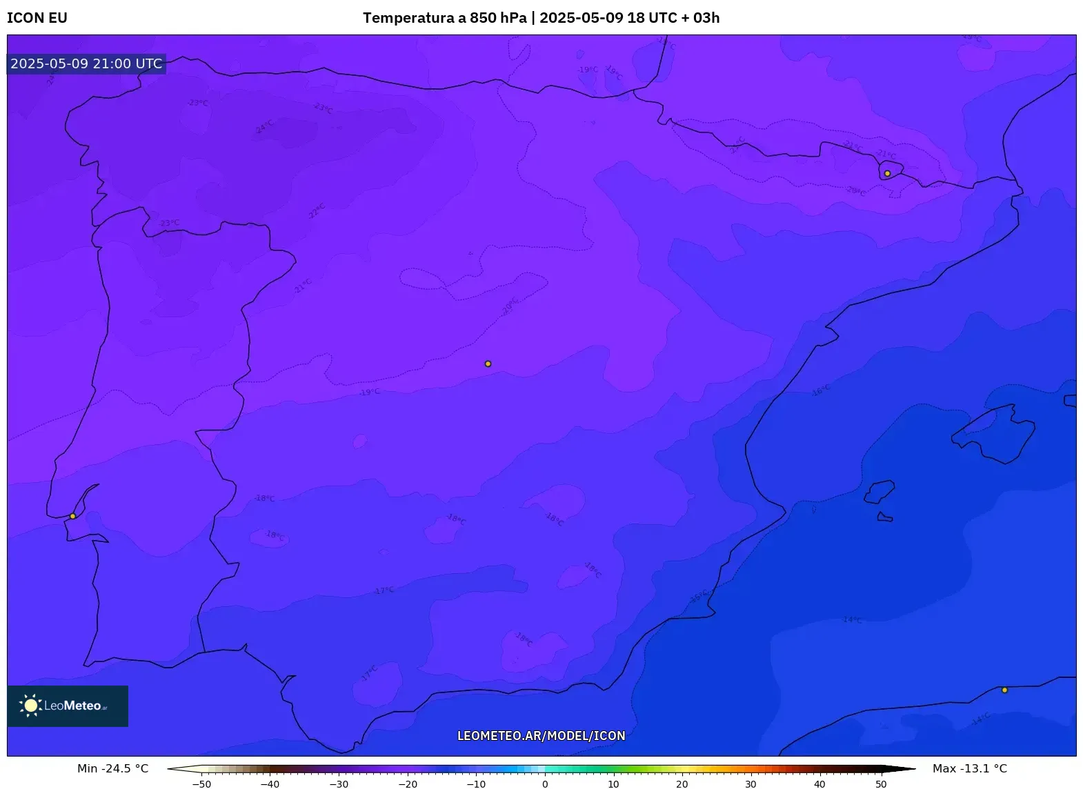 ICON - España, Temperatura a 850 hPa ICON - España, Temperatura a 850 hPa