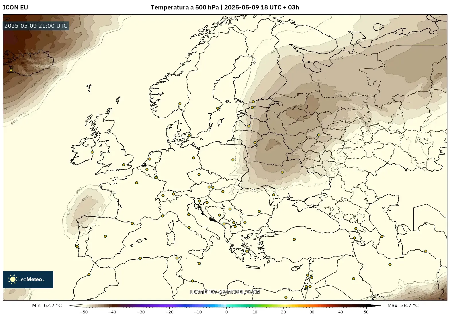 ICON - Europa, Temperatura a 500 hPa