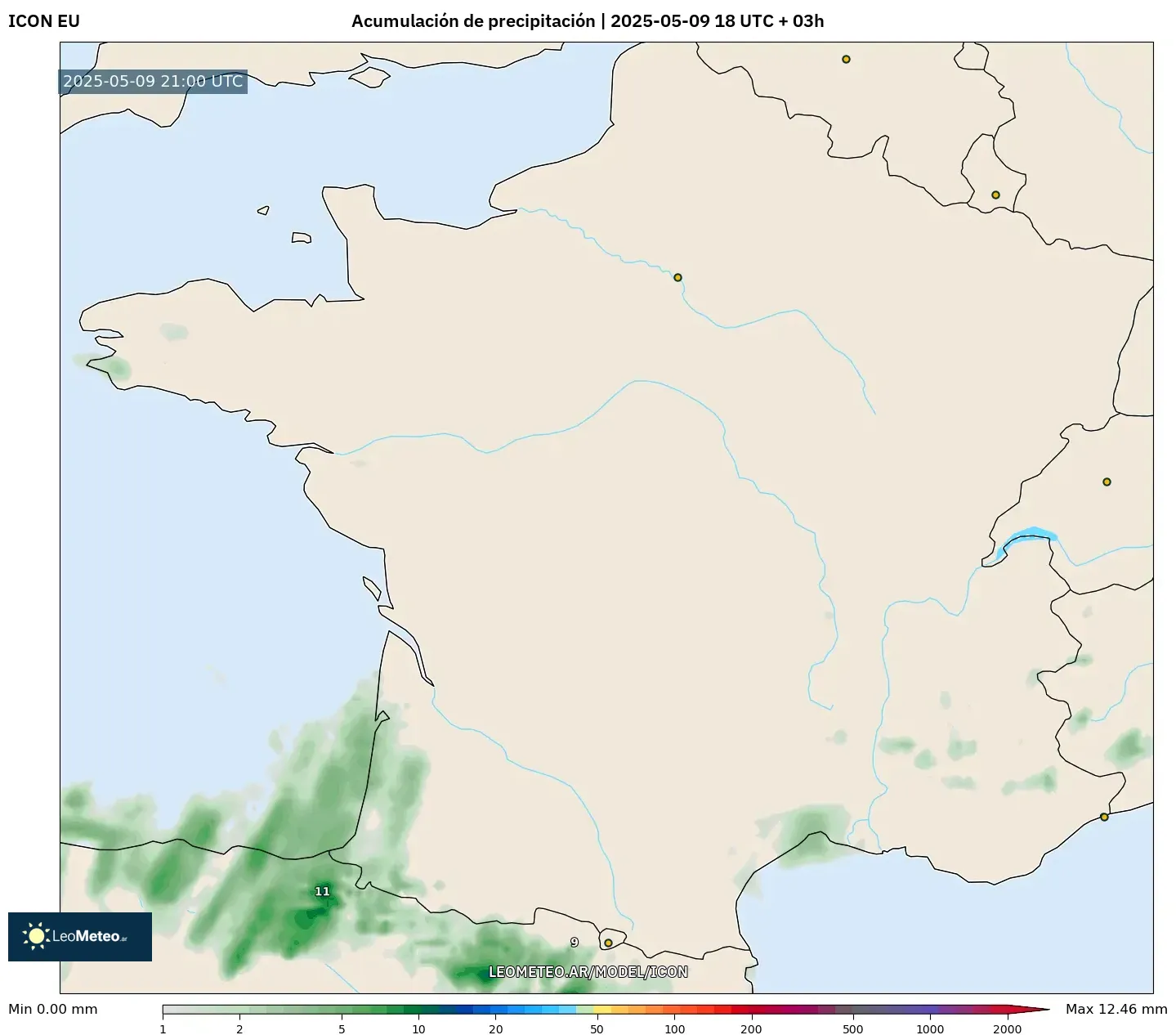 ICON - Francia, Acumulación de precipitación ICON - Francia, Acumulación de precipitación