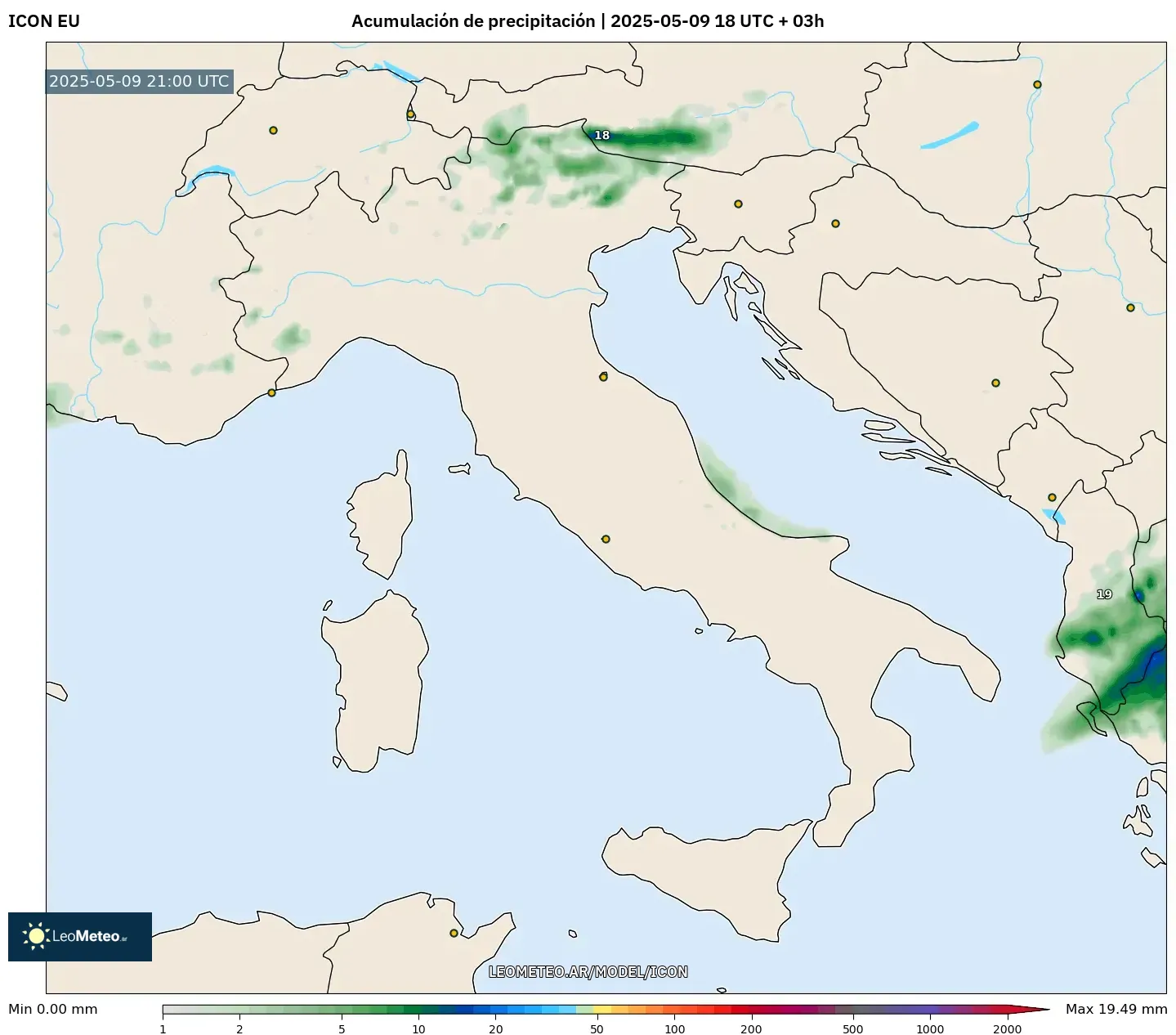 ICON - Italia, Acumulación de precipitación ICON - Italia, Acumulación de precipitación