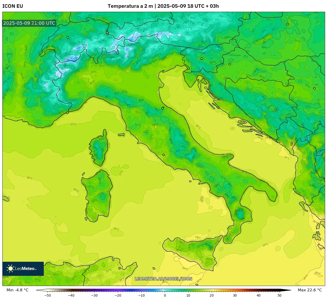 ICON - Italia, Temperatura a 2 m ICON - Italia, Temperatura a 2 m